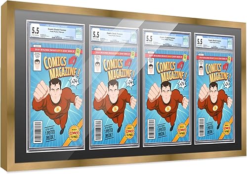 Miniatura 267 de Poster Palooza Marco de cómic con paspartú para 2 cómics CGC, CBCS o PGX Graded Comics – Marco de cómic negro para cómics de 8.125 x 13 pulgadas