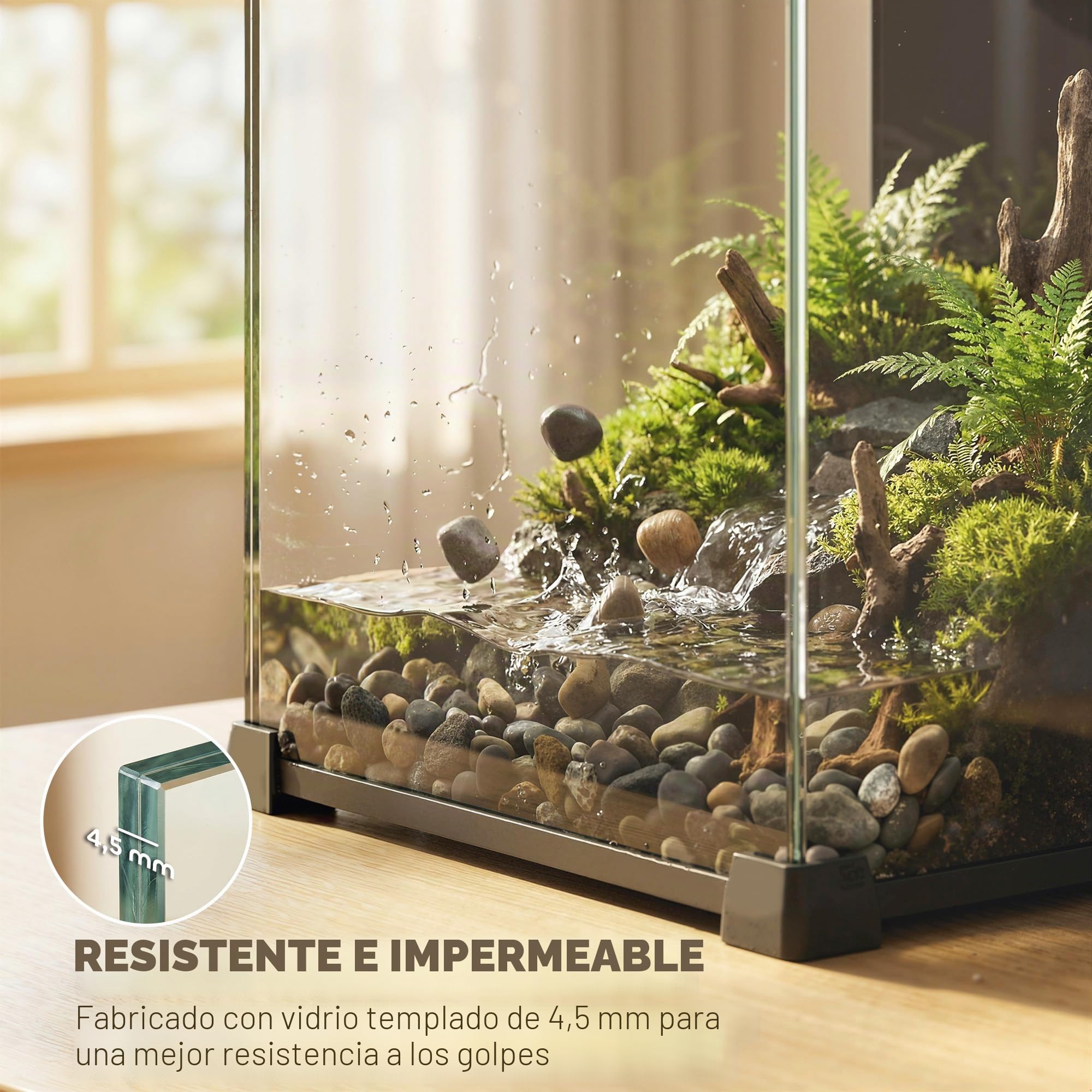 PawHut - Acuario de cristal templado completo de 36 L, nano acuario con filtro integrado, bomba de 5 W e iluminación LED, kit de acuario principiante para peces y plantas de 30 x 30 x 45 cm, color