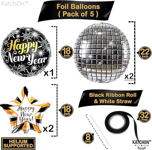 Miniatura 3 de KatchOn, Juego de globos grandes 3D de feliz año nuevo, 22 pulgadas, suministros de fiesta de Año Nuevo 2024, decoraciones de feliz año nuevo 2024,