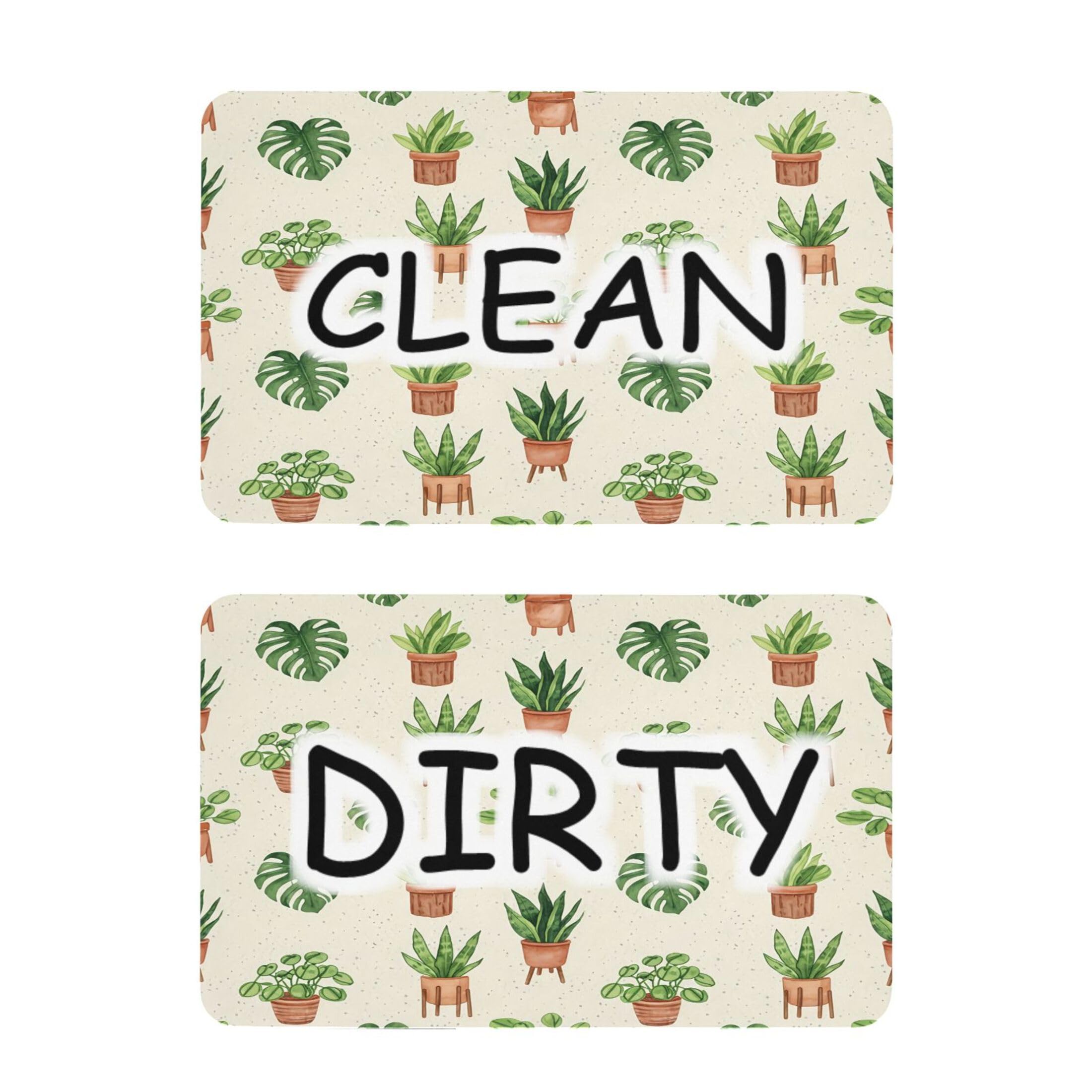 Kutsu Dishwasher Magnet Clean Dirty Sign Indicator, Cactus Pots Palm Leaves Fridge Magnet, Easy to Read, 2 Pack