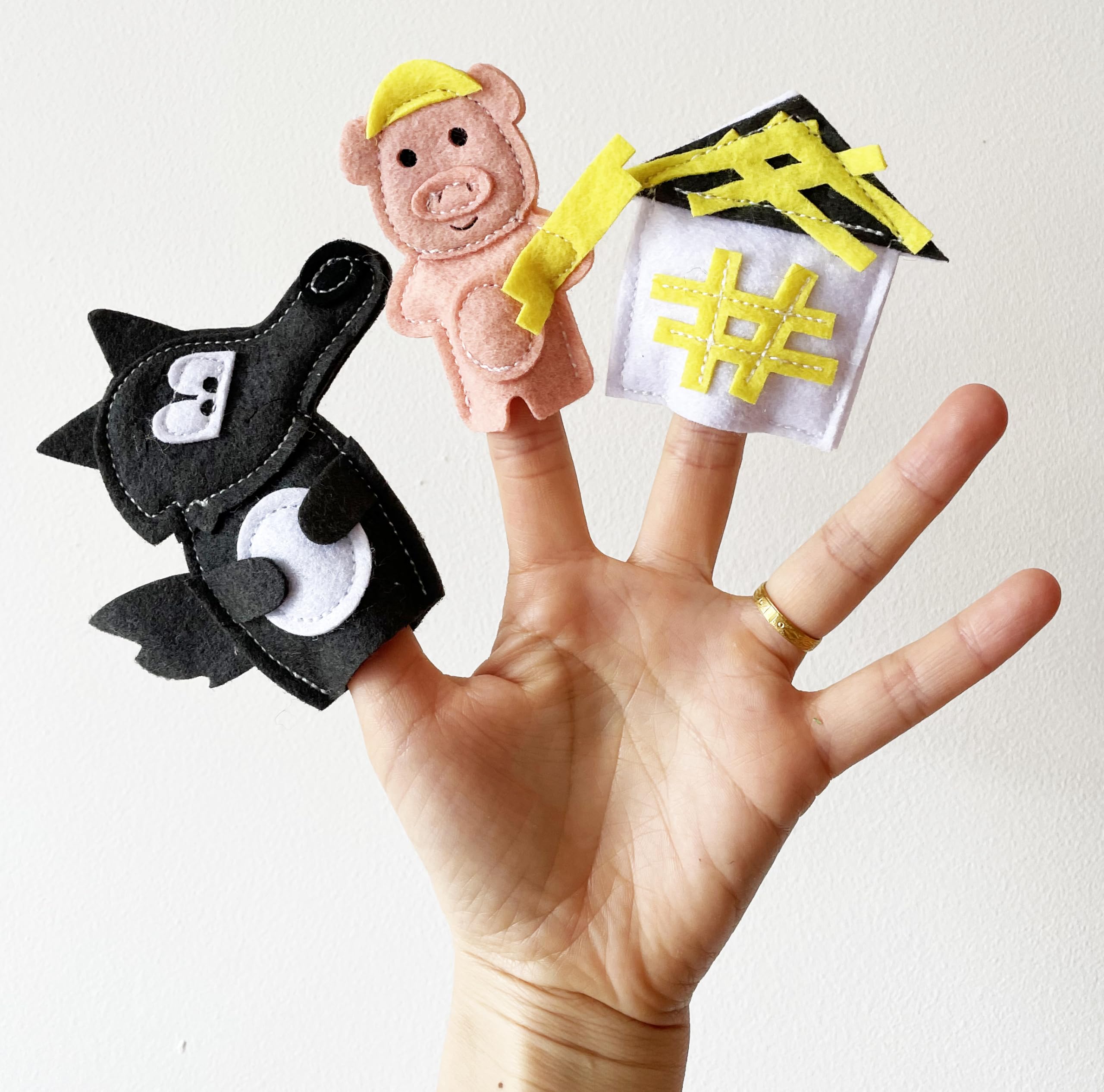 Three Little Pigs Finger Puppet Set: Storytime Fun for Kids SET OF 7, Miniature - Image 2