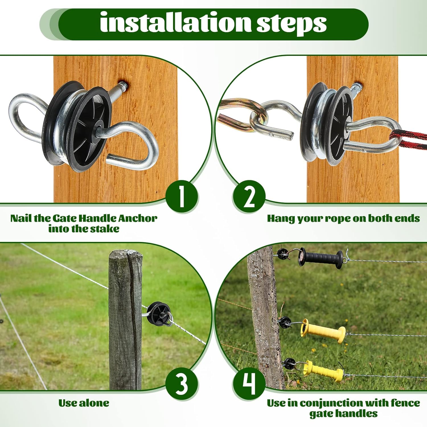 Moxweyeni 12 Pcs Black Electric Fence Insulators Screw, Anchor Electric Fence Wire Insulators for Ring Wooden Post Gate Handles