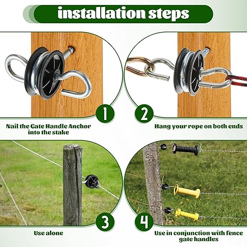 Miniatura 3 de Aisladores eléctricos de valla eléctrica, anclaje de puerta, aisladores eléctricos de alambre para valla eléctrica, poste de madera (12 piezas)