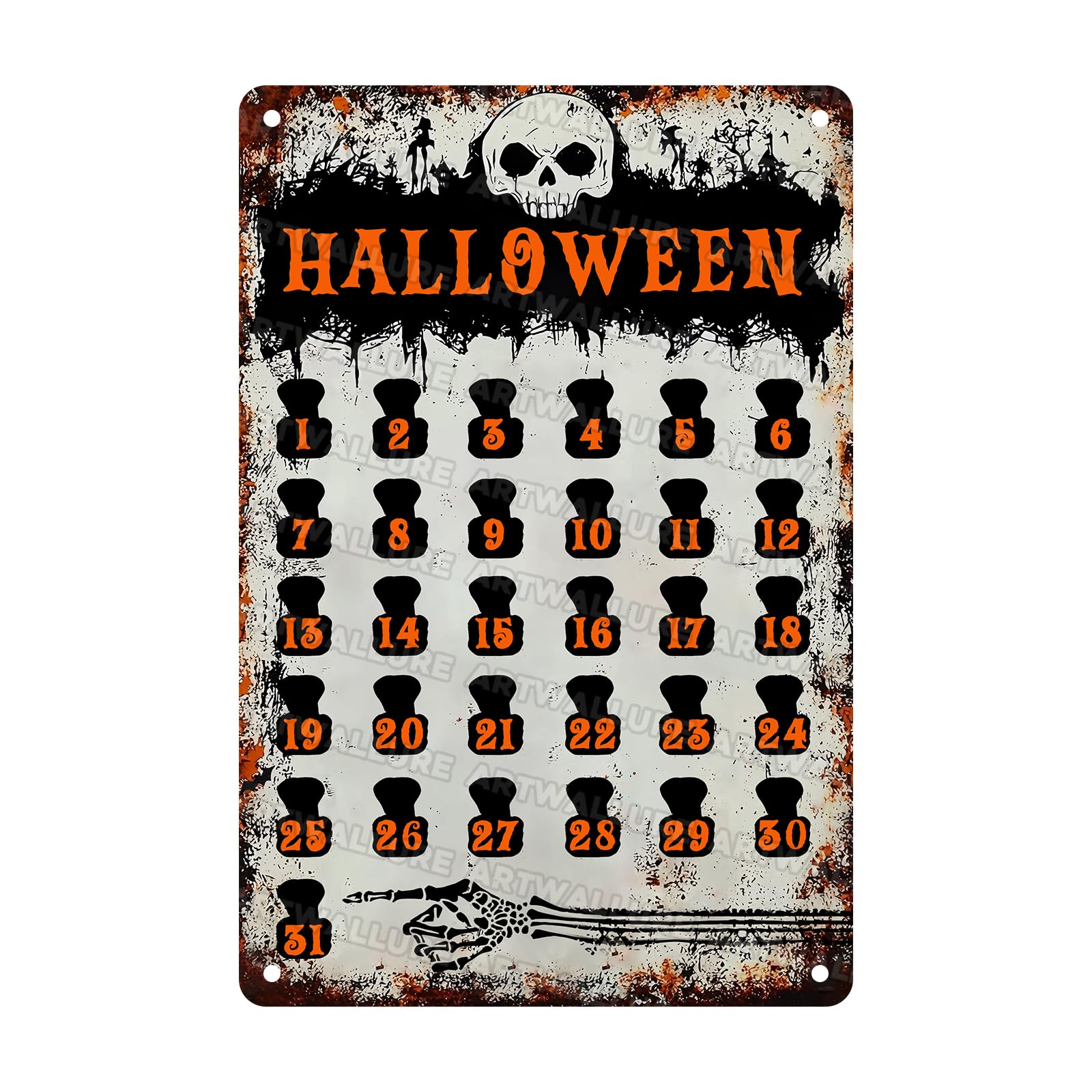 Anceky Tin Sign Halloween Skull Signs Retro Wall Decor for Living Room Outdoor Yard Garage Home 12×16 Inch