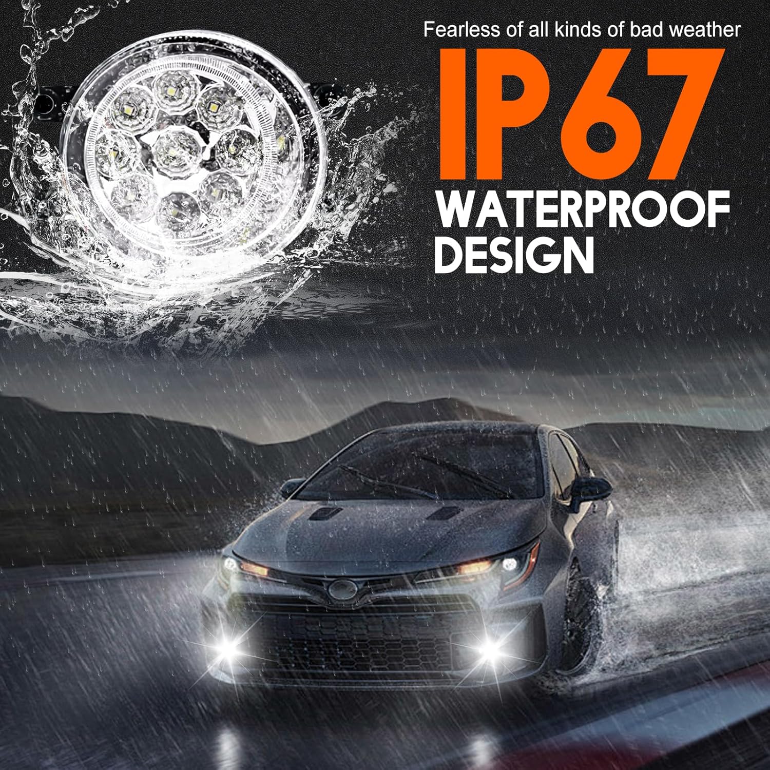 LED Fog Light For Scion tC 2014-2016 Clear Lens Driving Fog Lights Lamp Assemblies,6000k White,Pack of 2