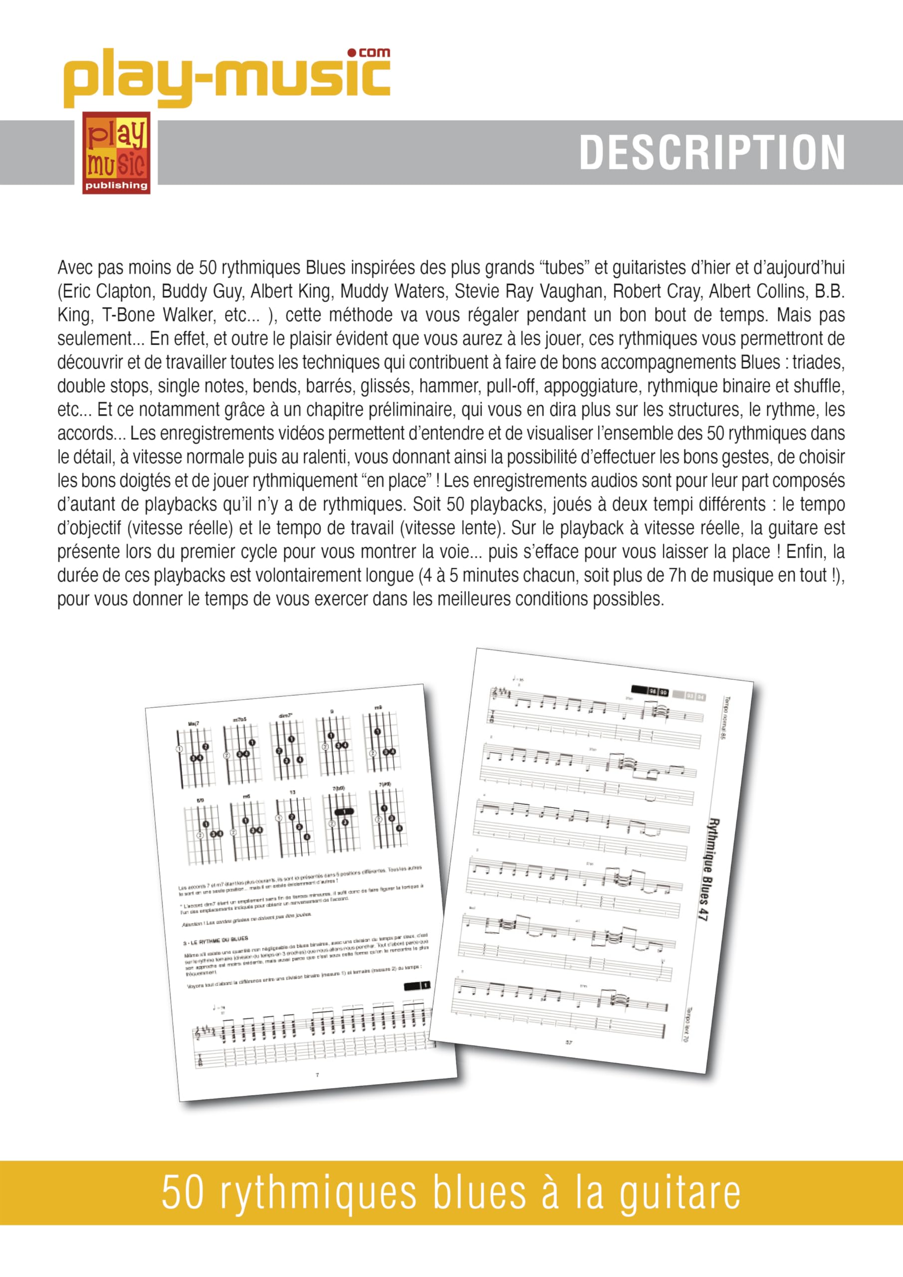 50 Rhythmiques Blues A La Guitare. Comprend CD + DVD