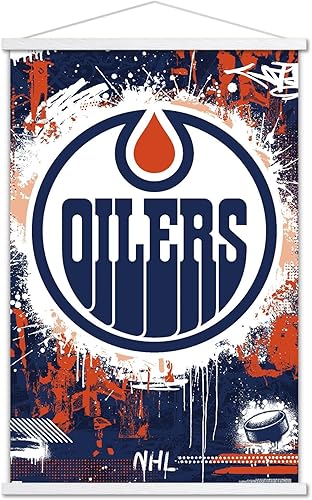 Trends International NHL Edmonton Oilers - Póster de pared con logotipo Maximalist 23 con marco magnético