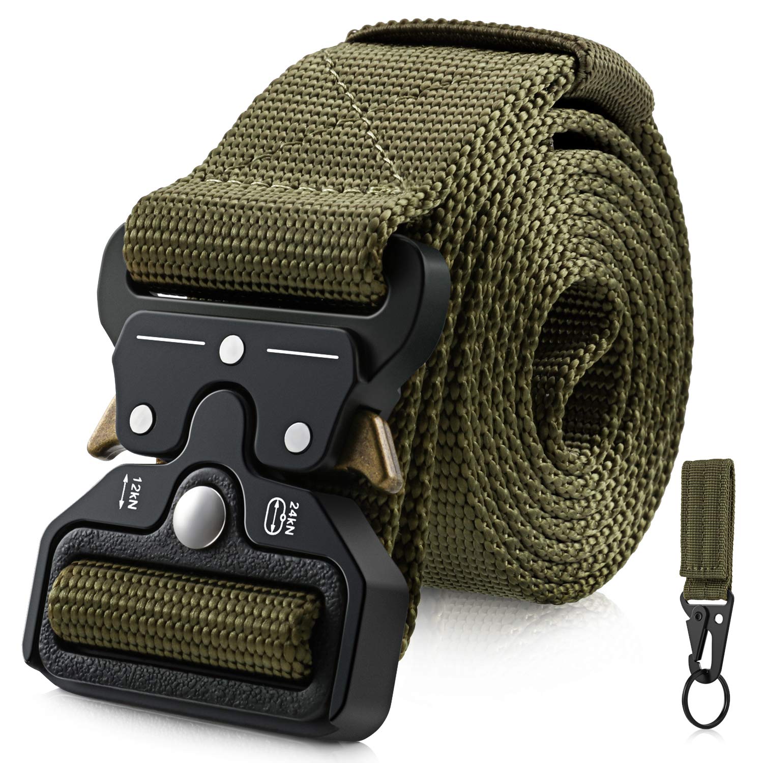 Barbarians Tactical Belt for Men, 1.5 Inch Heavy-Duty Webbing Belt Adjustable Military Style Nylon Belts with Metal Buckle & Key Buckle