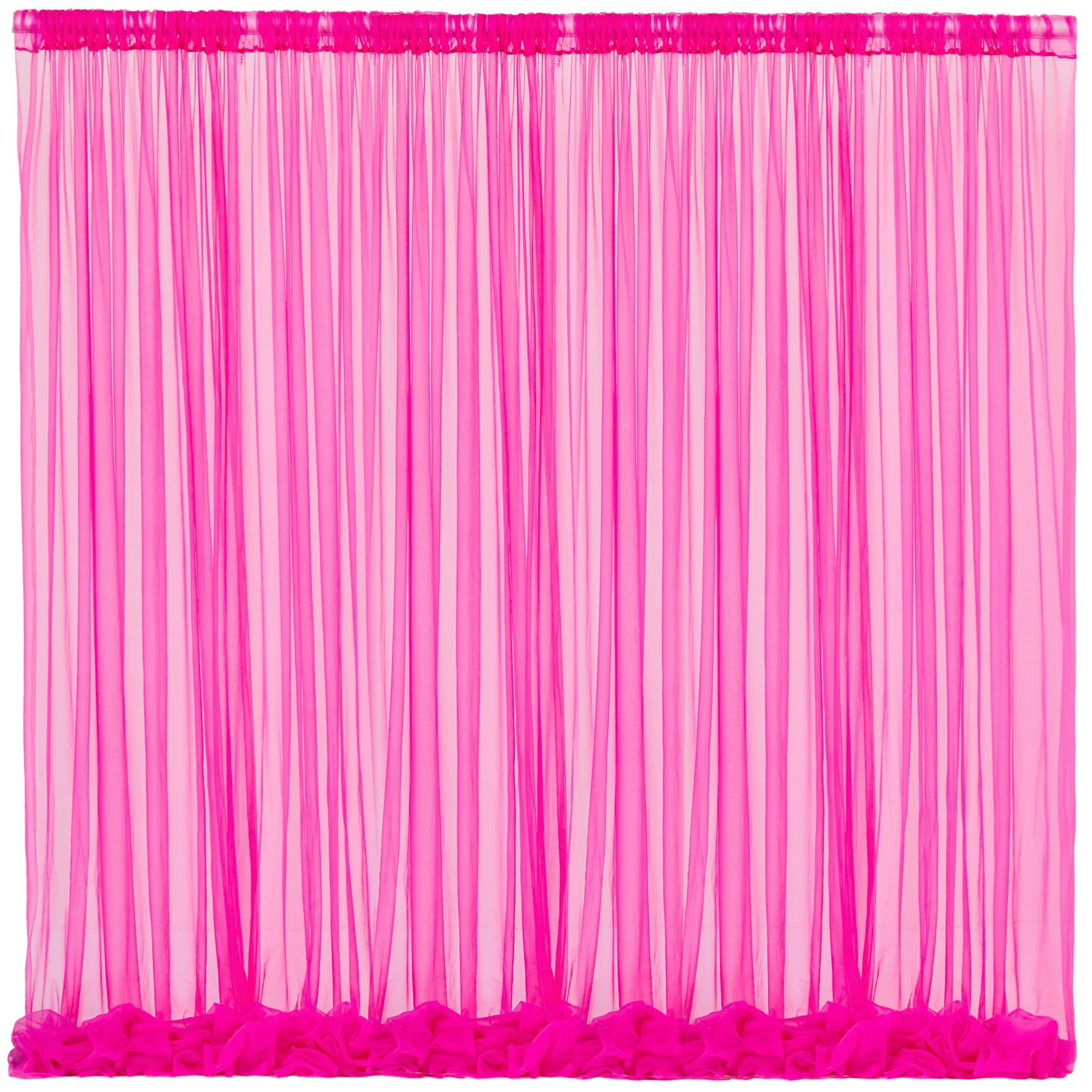 Photo 1 of 10x10 Hot Pink Tulle Backdrop Curtains for Parties, Sheer Backdrop Curtain Wedding Photo Background Drapes for Baby Shower Photography Birthday Party