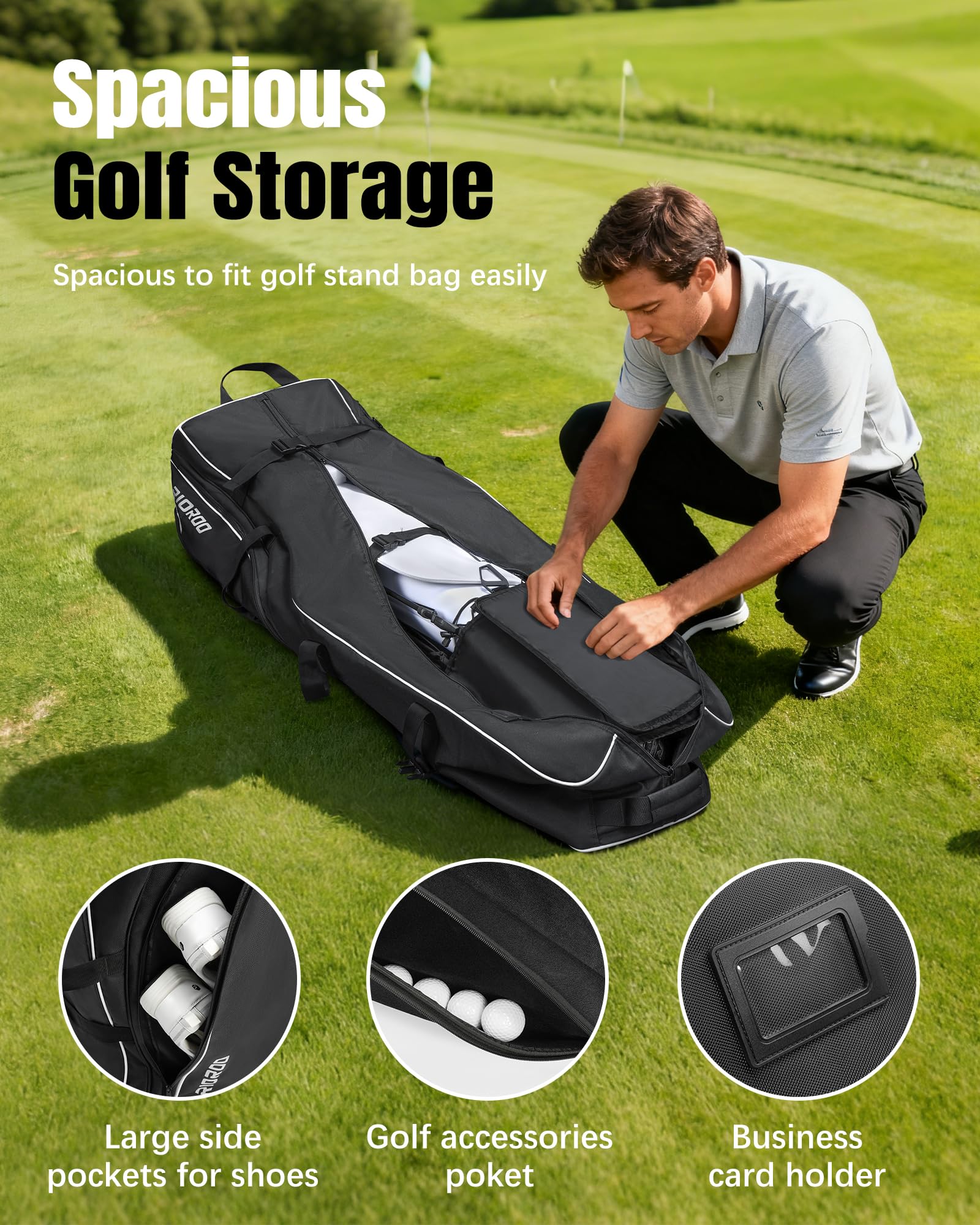 Sac de Voyage de Golf avec roulettes Oxford Robuste, résistant à l’Usure et étanche Étui de Sac de Voyage Durable et rembourré pour Les Clubs, Facile à Transporter ou à Rouler