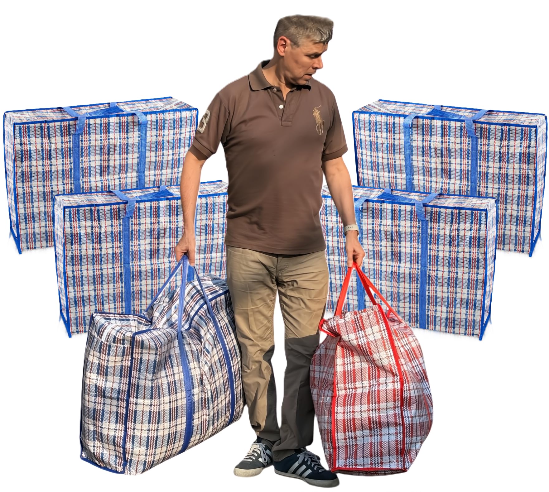 Start And Drive Ltd 6 Bags Blue Colour Laundry Bag, Extra Large (Xl) Laundry Bags Heavy Duty Storage Bags Reusable Strong Zip Large Boxes For Moving House Clothing & Wardrobe Storage
