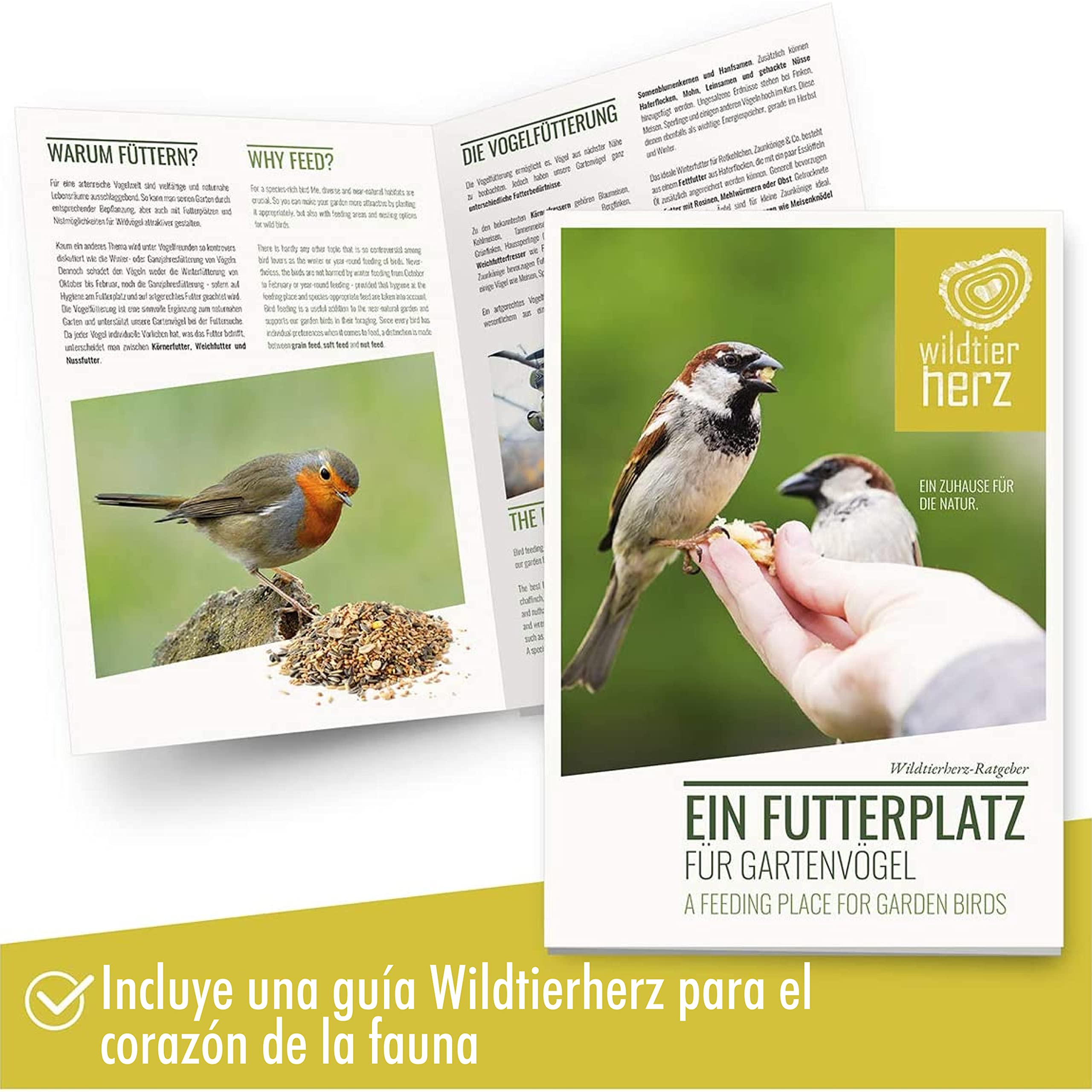 Wildtier Herz Comedero para pájaros (31cm) de Metal Inoxidable, Jaula de alimento para Aves Silvestres, Dispensador de Bolas de Grasa, Proporciónale alimento Todo el año para Las Aves de tu jardín — view 6