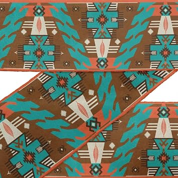 IBA Indianbeautifulart Brown Aztec Southwestern Ribbon Trim Tape أربطة قماش للحرف اليدوية المطبوعة Dupion Trim بواسطة 9 Yard Sewing Accessories 2 Inches