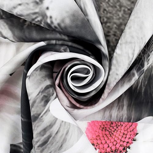 Miniatura 5 de EOBTAIN Cortina de ducha de invierno con copos de nieve para baño, divertido patrón de copos de nieve rosa y gris, cortina de ducha de tela blanca