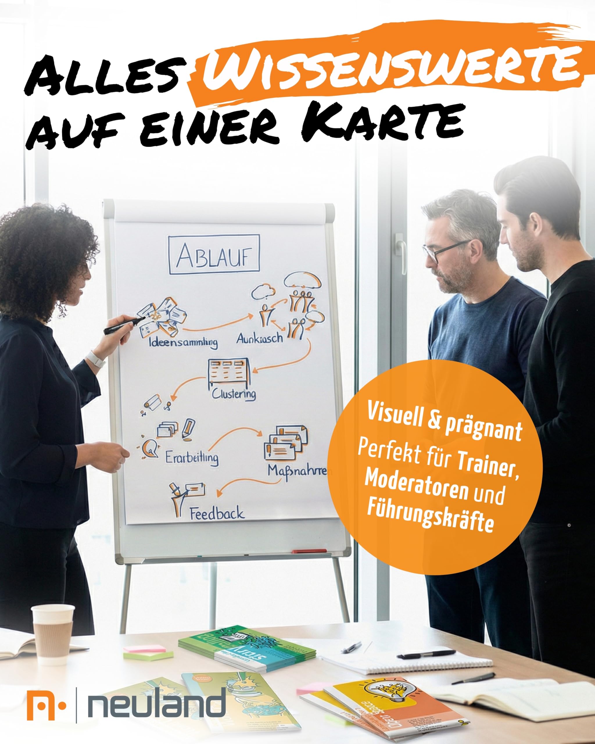 Neuland Lernlandkarten Bundle 1-6 I Poster Set mit 6 Lernlandkarten I World Café, Visual Facilitating & Projektmanagement I Workshop Lernposter in Englisch & Deutsch für Training & Facilitation