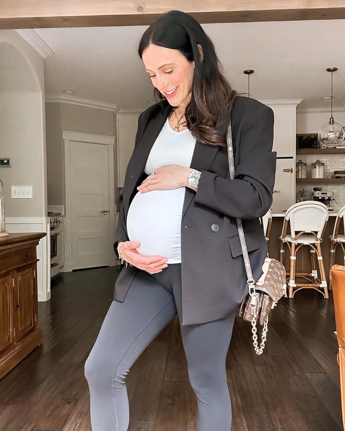 G4Free Lightweight Maternity Shirts Short Sleeve V Neck Pregnancy Workout Tops Side Ruched Stretchy Yoga Lounge Tees - Image 5