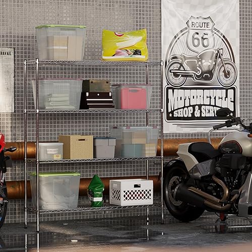 Miniatura 4 de Kit de estantería de alambre cromado de 4 niveles de 14 pulgadas de profundidad x 54 pulgadas de ancho x 64 pulgadas de alto  Unidad de estante de