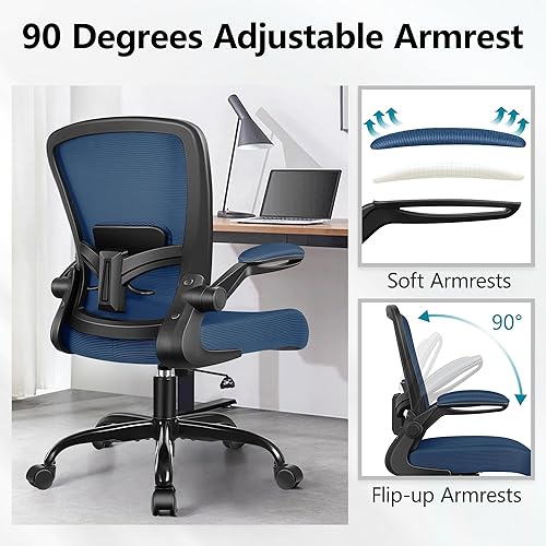 Miniatura 5 de FelixKing Silla de oficina, silla de escritorio ergonómica, sillas de malla transpirable, respaldo alto, soporte lumbar ajustable, reposabrazos