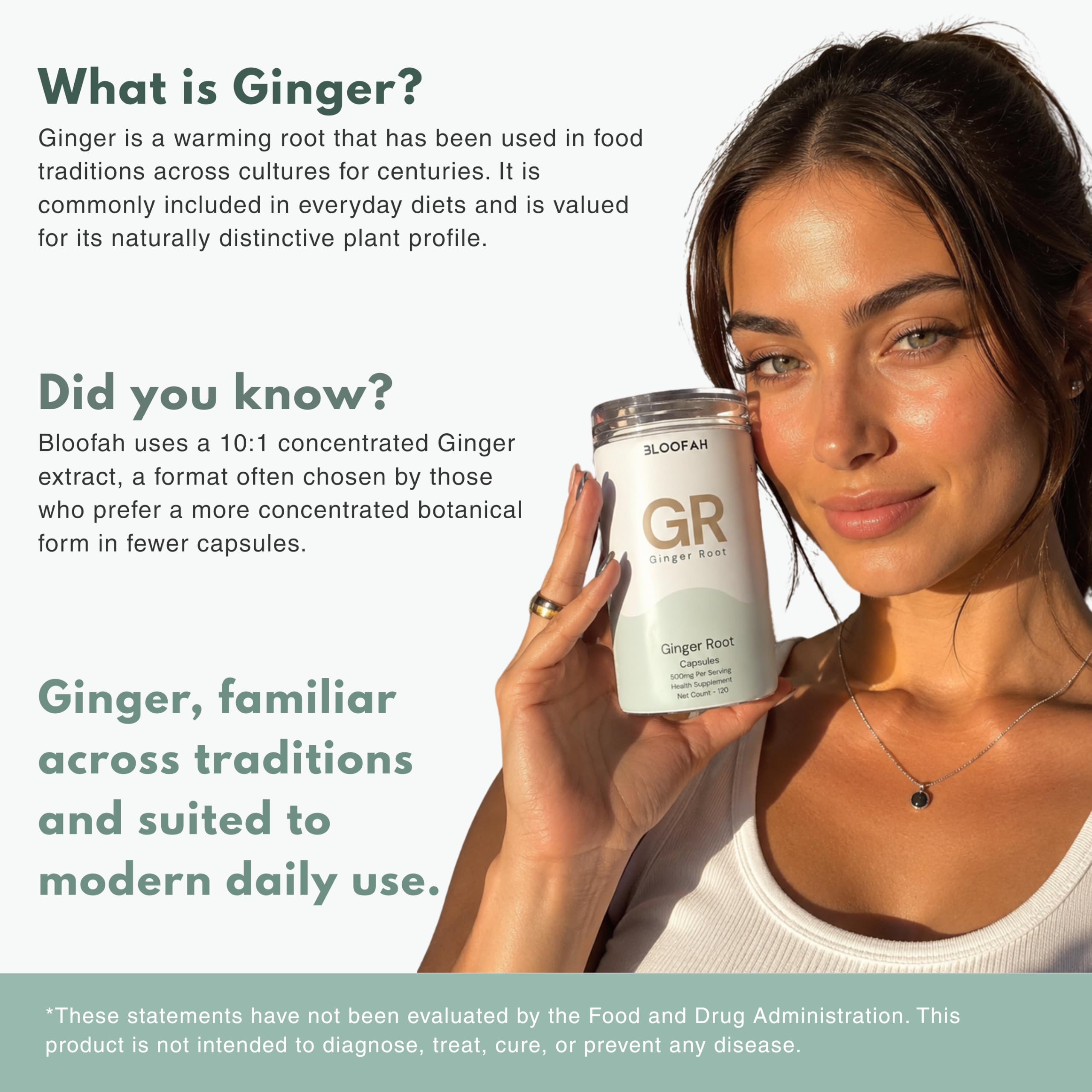 Bloofah GR Ginger Root Extract Capsules 500mg – (Zingiber officinale) Botanical Supplement, Ginger Supplement for Digestive Comfort, Daily Balance & Routine Wellness, Gluten-Free Formula (120 Count (Pack of 1)) 1