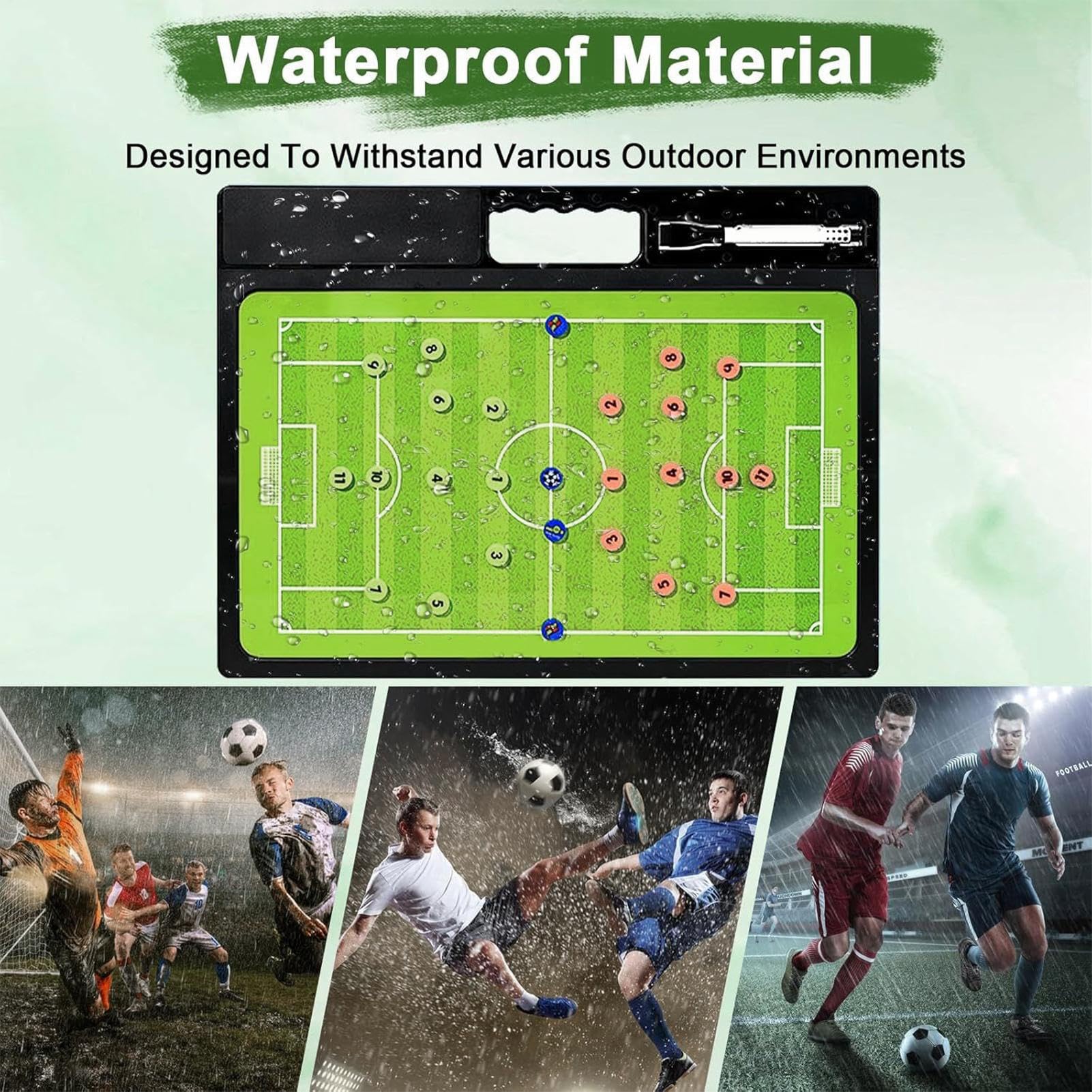 Fußball Coaching Board Schreibbedarf | Doppelseitiges Klemmbrett Mit Marker-Stift für Spieler beim Feldtraining zur Spielstrategie Planung und für