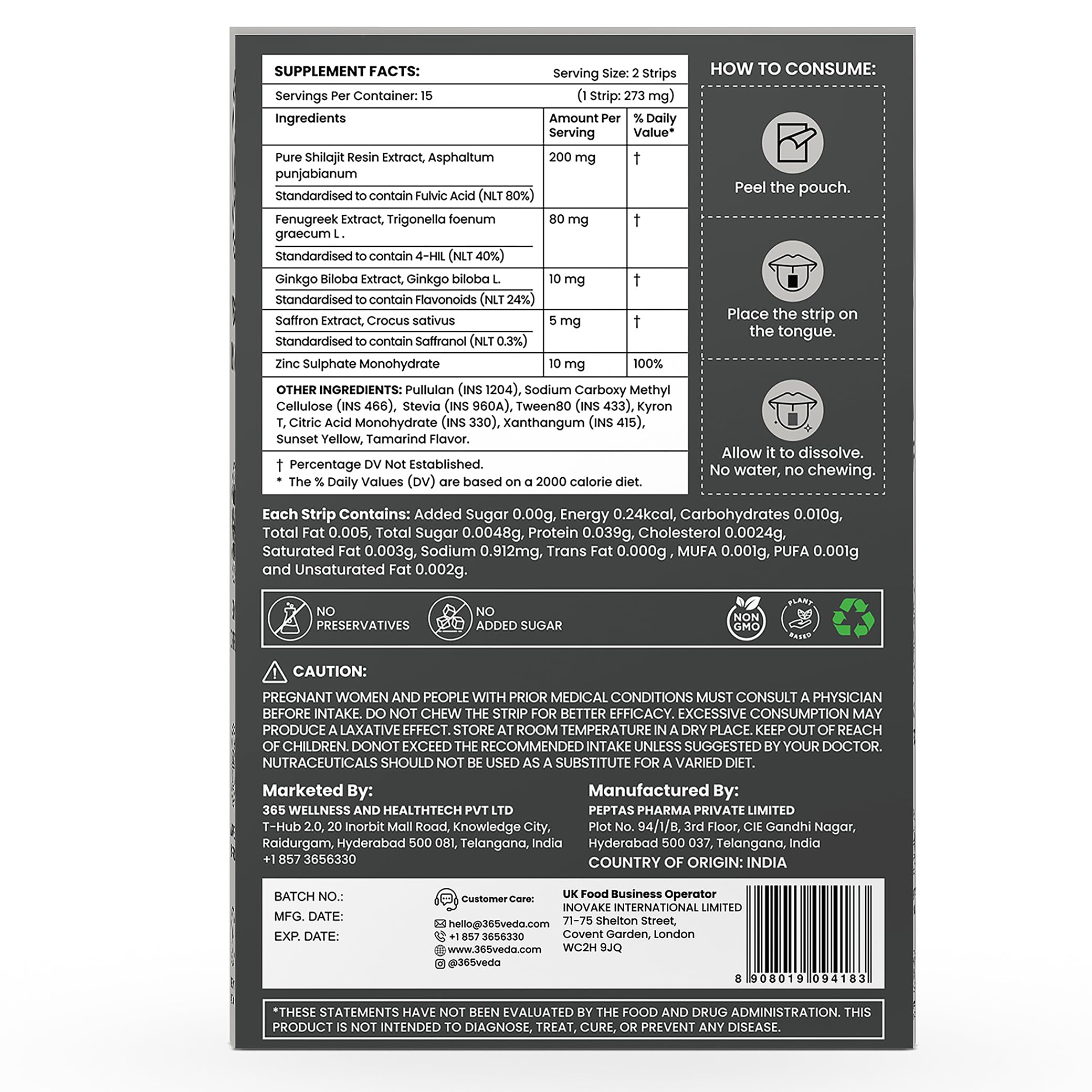 Shilajit Oral Strips for Men & Women | Himalayan Shilajit Supplement | High Absorption | More Bioavailable | Energy Support | Workout Recovery | Fast Dissolving | Folic Acid 80% | 30 Oral Strips — Amazon image 2
