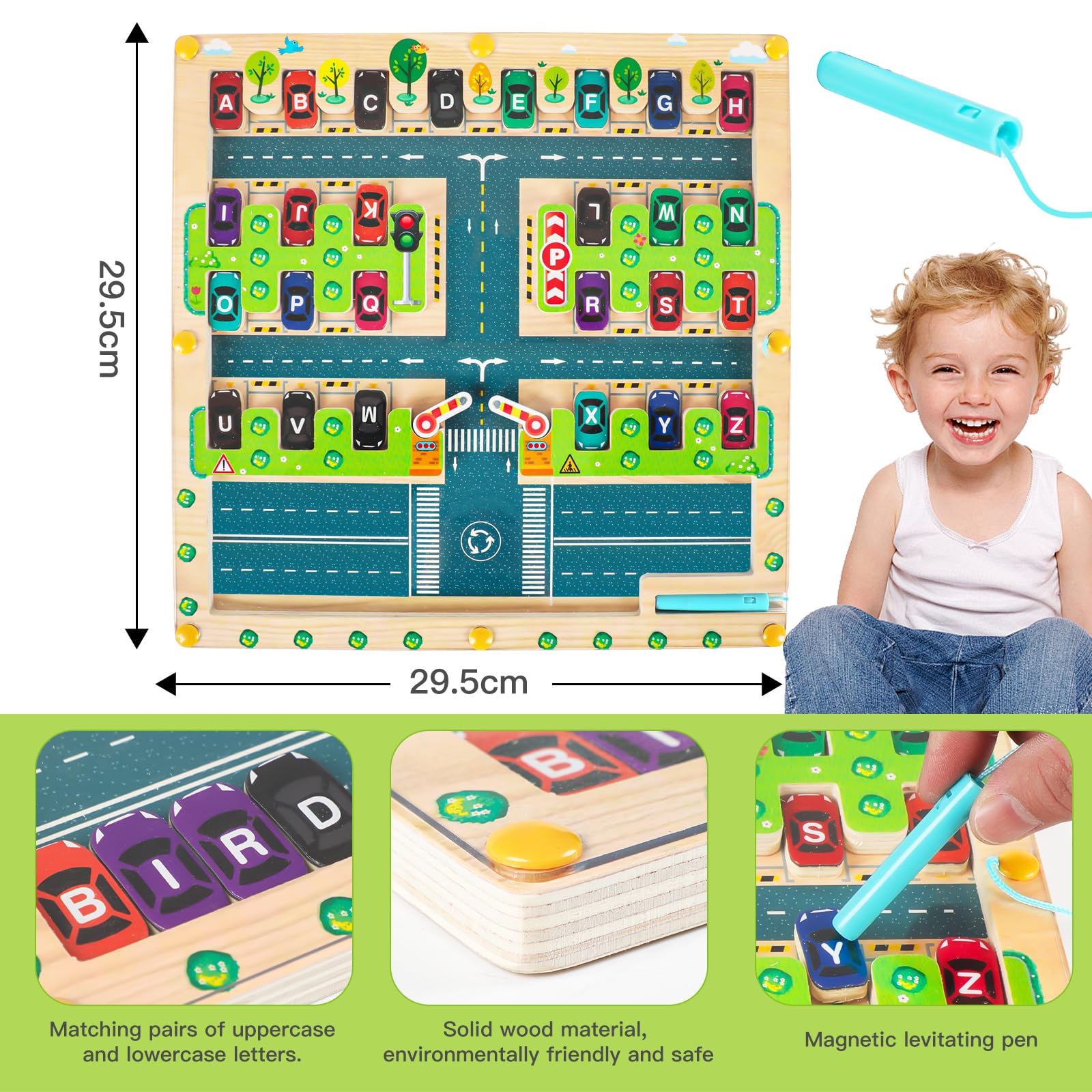 Magnetisches Alphabet Labyrinth Holzspielzeug - Lernspiel Ab 3 Jahren