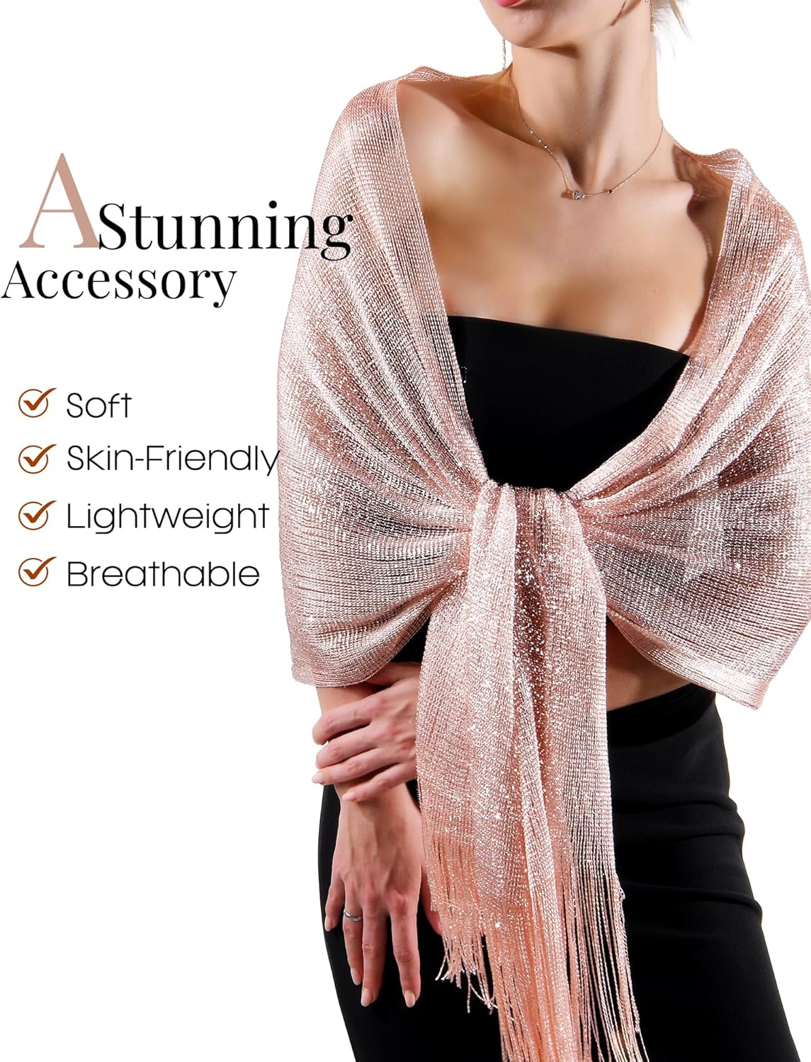 FURTALK Shawl Wraps for Women Silver Shawls and Wraps for Evening Dresses Sparkling Wedding Party Shawl Gift - Image 3