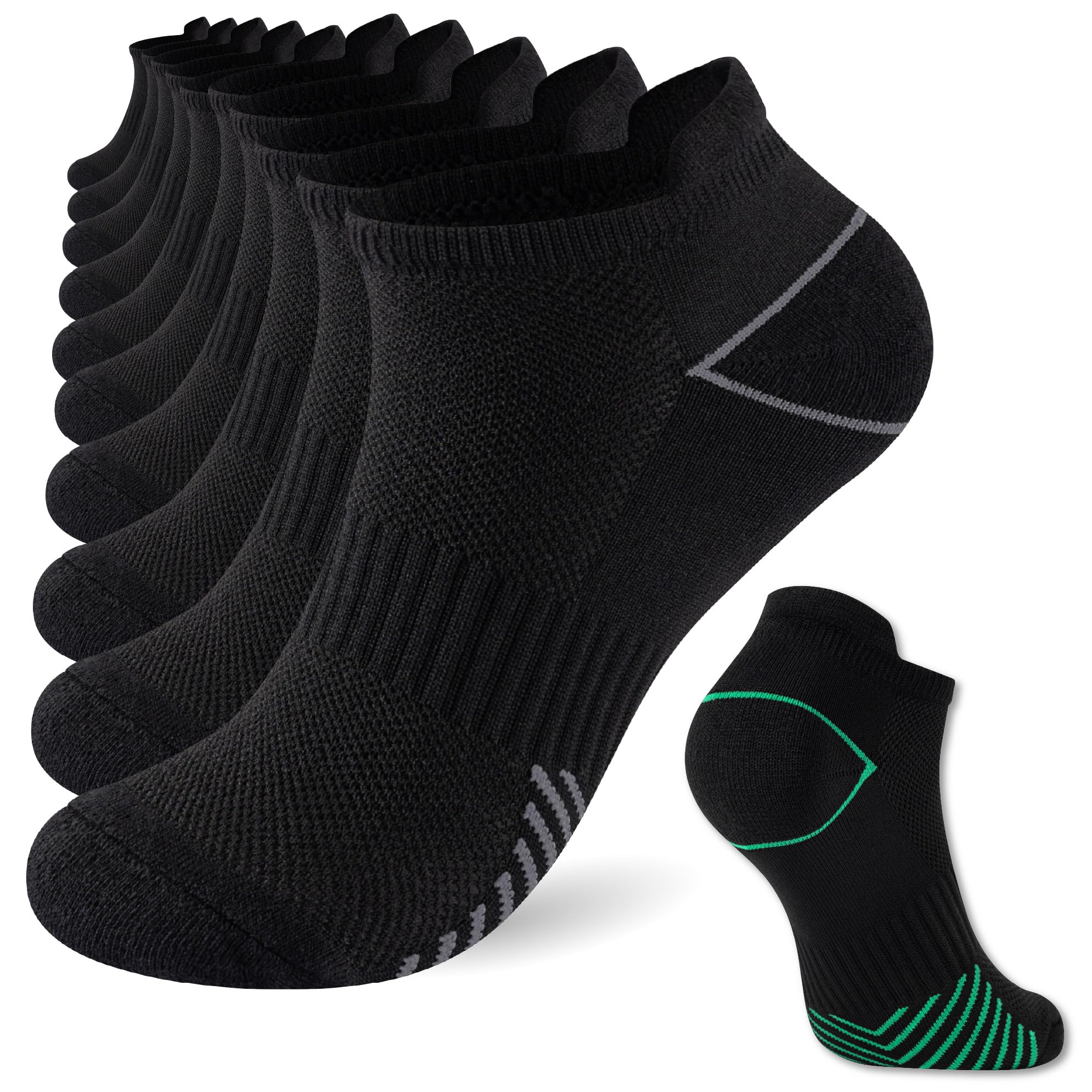 The Essentials Wardrobe Men's 10 Pack Black 10Pk Peformance Trainer Liners - Uk 6-11/Eu 39-45 - Black