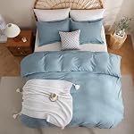 JSD Blue Duvet Cover Set Twin Size, 2 Piece 1 Duvet Cover with Pillow Sham, Soft Brushed Microfiber Comforter Covers Zipper Closure