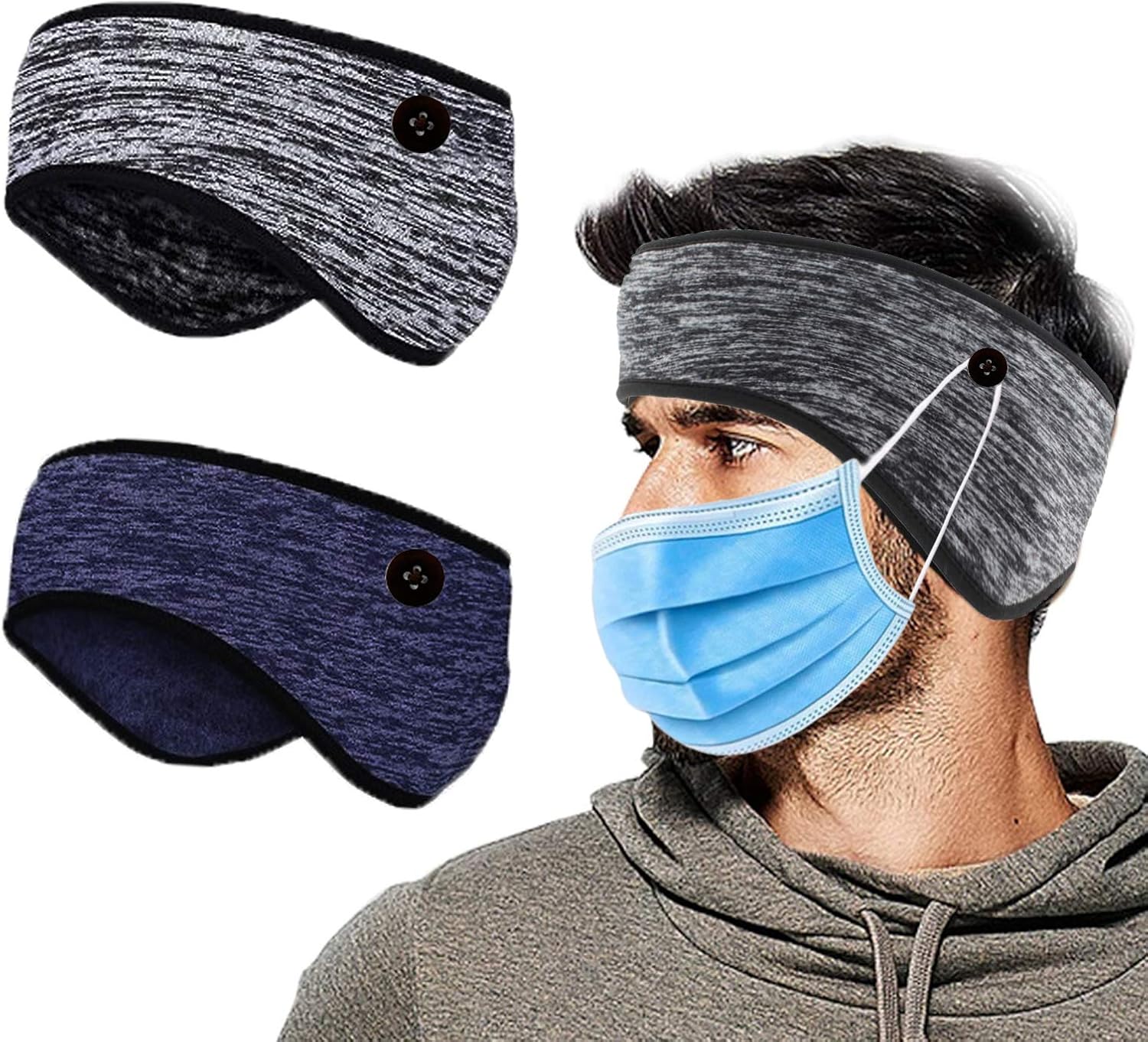 2Pcs Winter Headbands, Winter Sport Headband, Headband for Men and