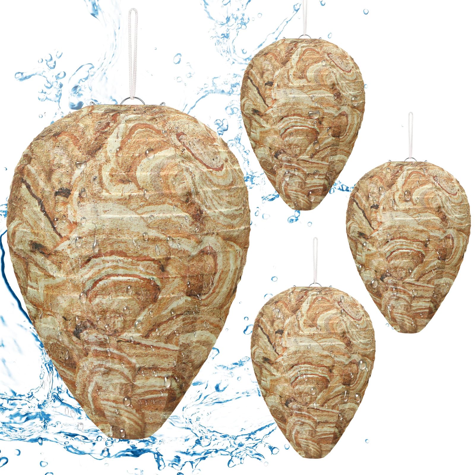 Augshy 4 Pack Wasp Nest Decoy Wasp Deterrent for Hornets Brown Outdoor Waterproof Material