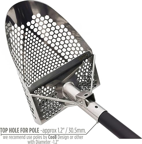 Miniatura 8 de CooB Upgraded Sand Scoop Metal Detector Hex-710. Beach Sand Scoop Metal Detecting Hunting Tool. Stainless Steel 1.5mm, Mixed Hexahedron Holes