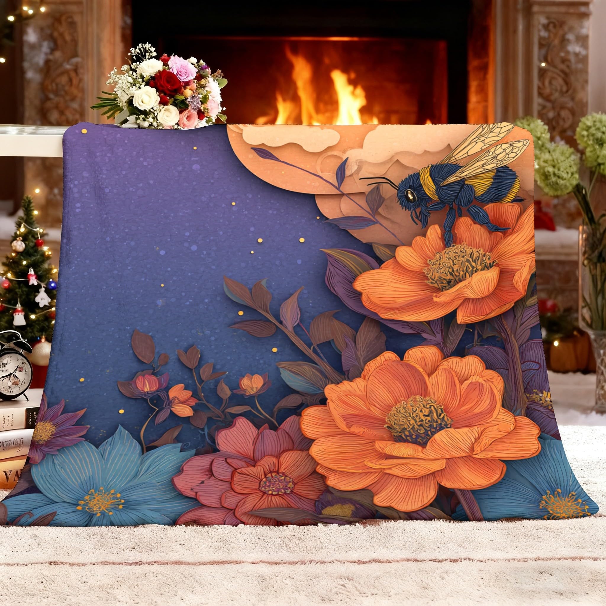 180x200 cm Toutes Les Saisons Plaid Polaire 3D StéRéOscopique Romantique Floral Chaude Légère et Couverture Douillette Canapé/Lit Coloré Couverture Polaire Ultra Douce Cadeau pour garçons Filles