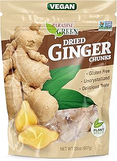 Paradise Green Dried Ginger Chunks, Uncrystallized | Vegan | Plant Based | Non-GMO, 32 oz
