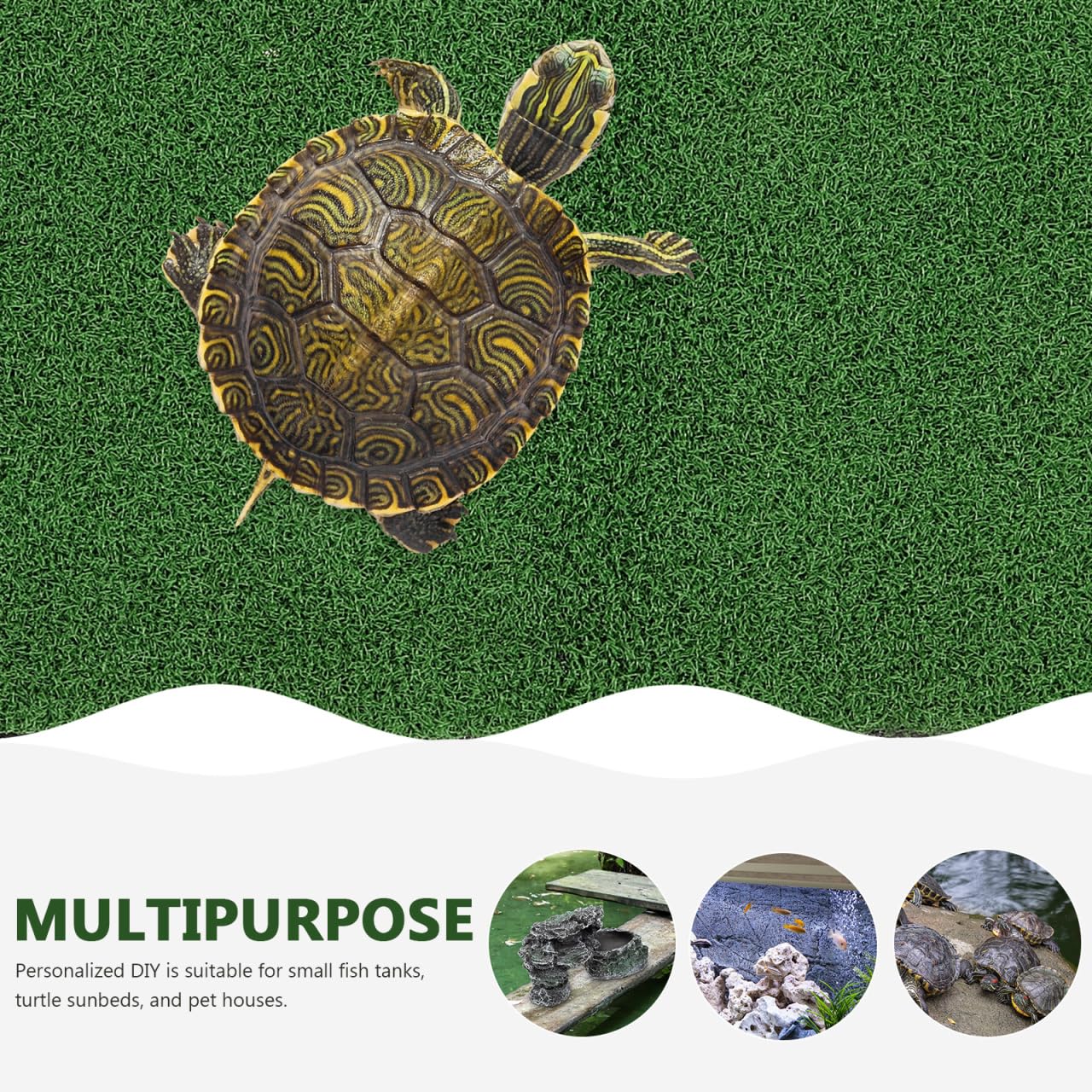 Césped Artificial para Plataforma De Tortugas 19.68X9.84In Alfombrilla De Simulación para Acuarios Y Rampa De Descanso para Tortugas De Agua Decoración para Peceras Y Jardines