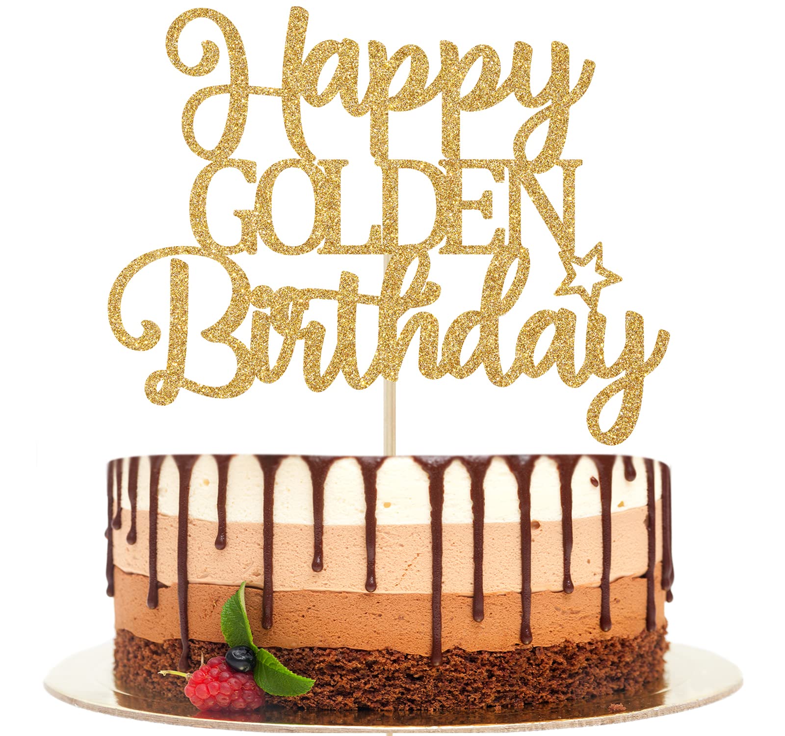해피 골든 생일 케이크 토퍼, 골든 걸 파티 장식, 골든 생일 케이크 장식, 해피 골든 생일 파티 장식 용품, 골드 글리터