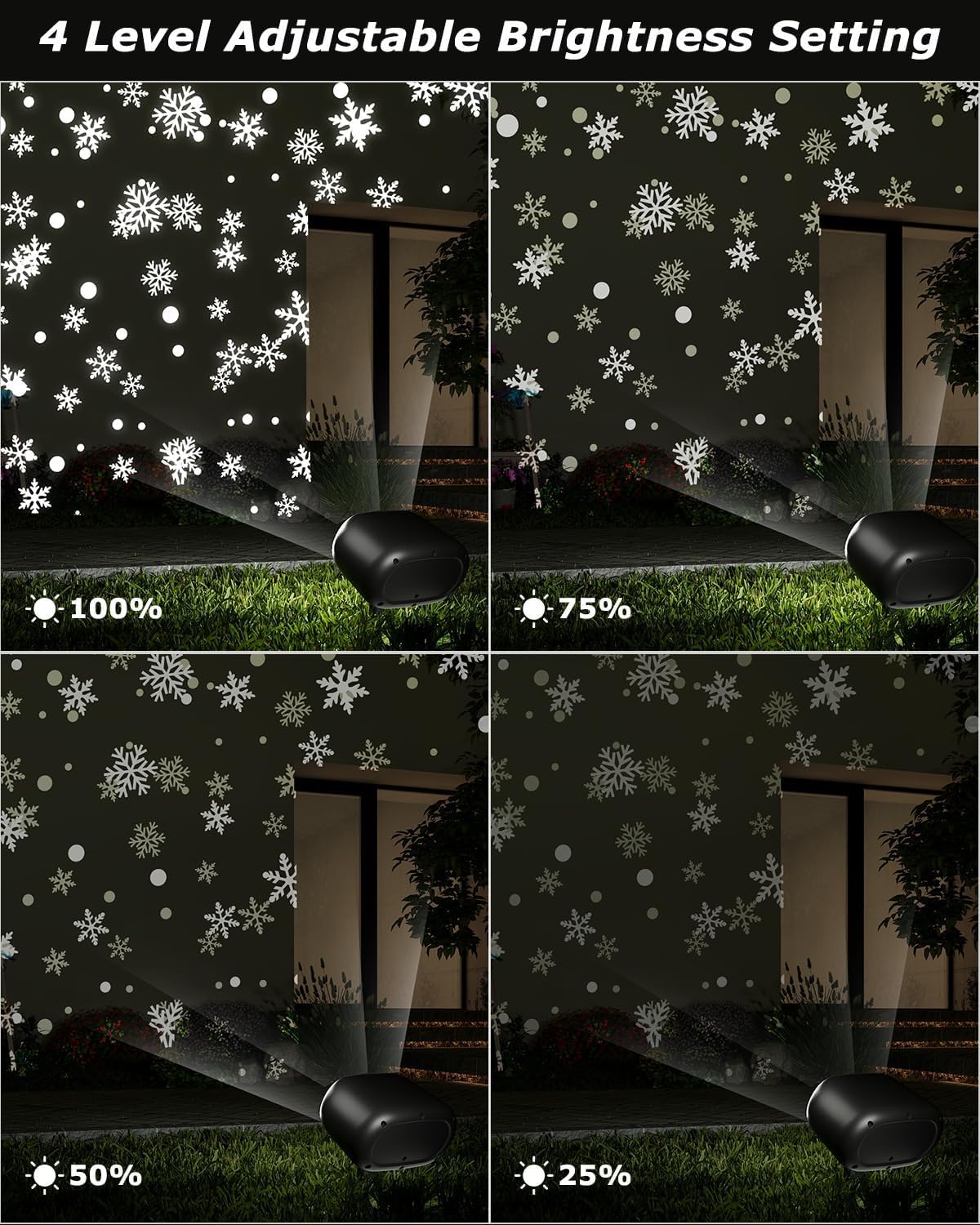 Snowflake Projector Lights with Remote, Timer, Dimmer, IP68 Waterproof, Christmas Projector Lights Outdoor, 270° Rotation for Christmas Decorations