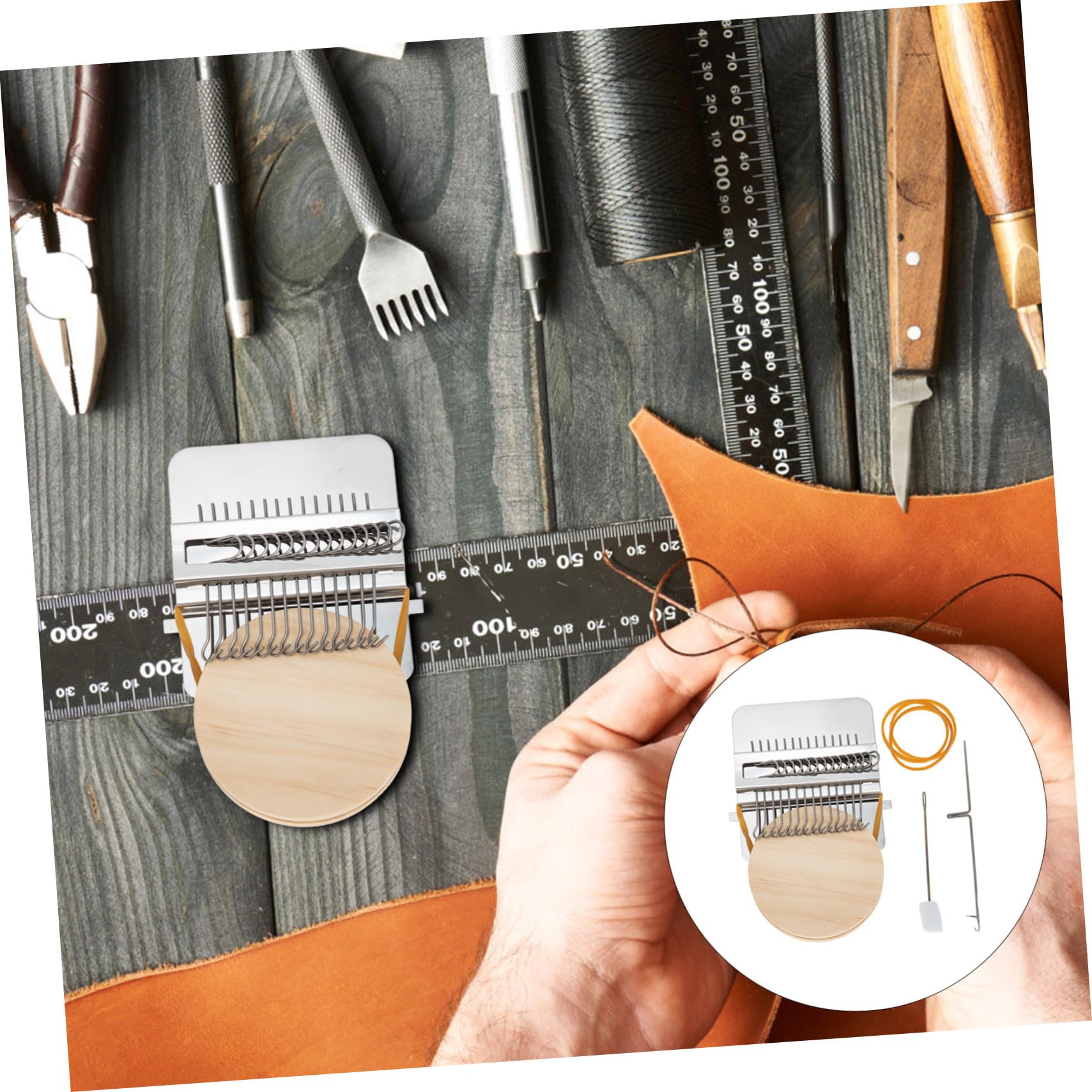 SHINEOFI 2 Juegos Mini Telar Clavijas Ajustable para DIY y Reparación de Ropa Kit Portátil para Tejer Calcetines Jeans y Manualidades de Pulseras