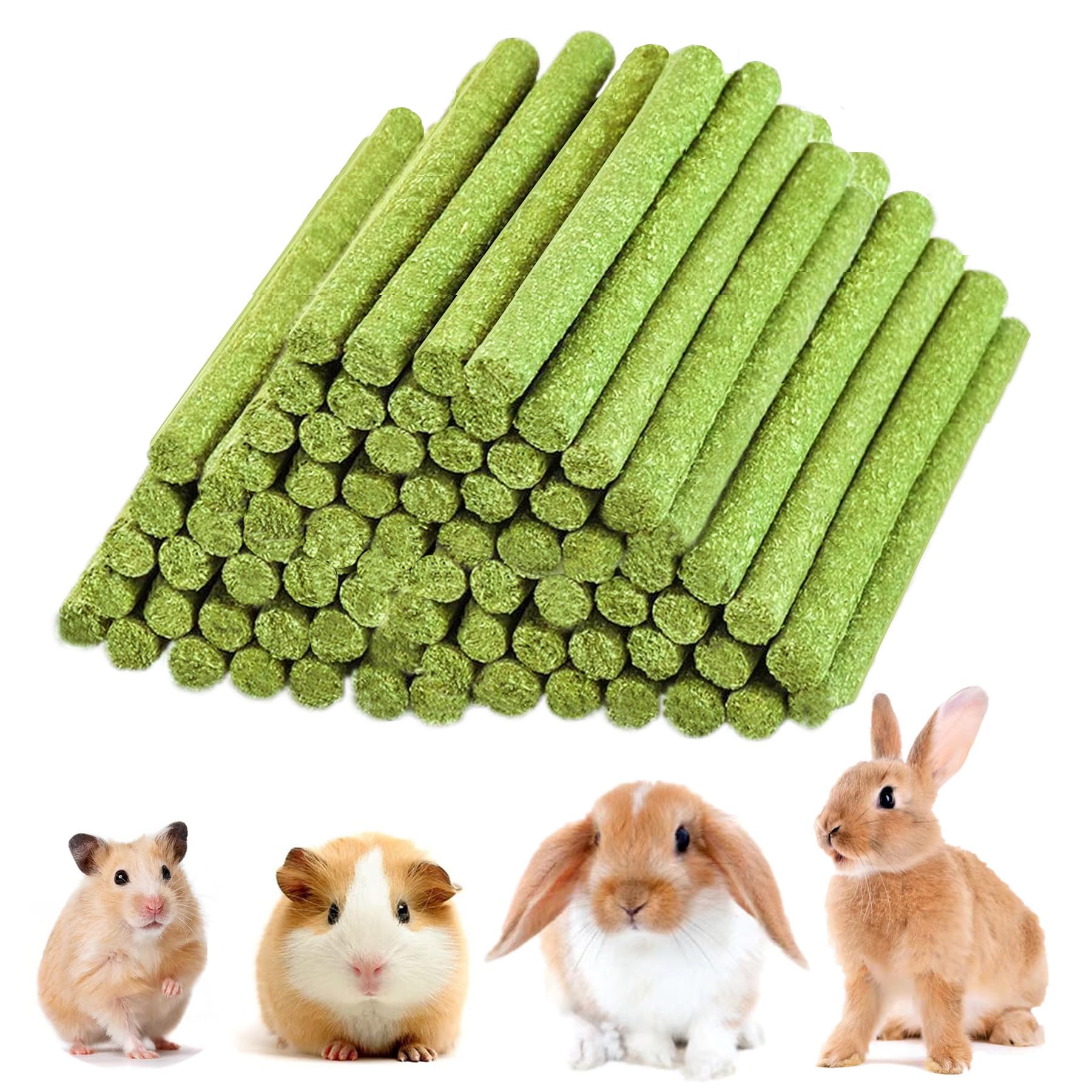 20PCS Rabbit Toys Bunny Chews Timothy Hay Stick Guinea Pig Food Hamster Toys for Teeth Grinding Rabbit Alfalfa Treat Rodent Molar Snack for Chinchilla Squirrel Gerbil Hedgehog Chipmunk