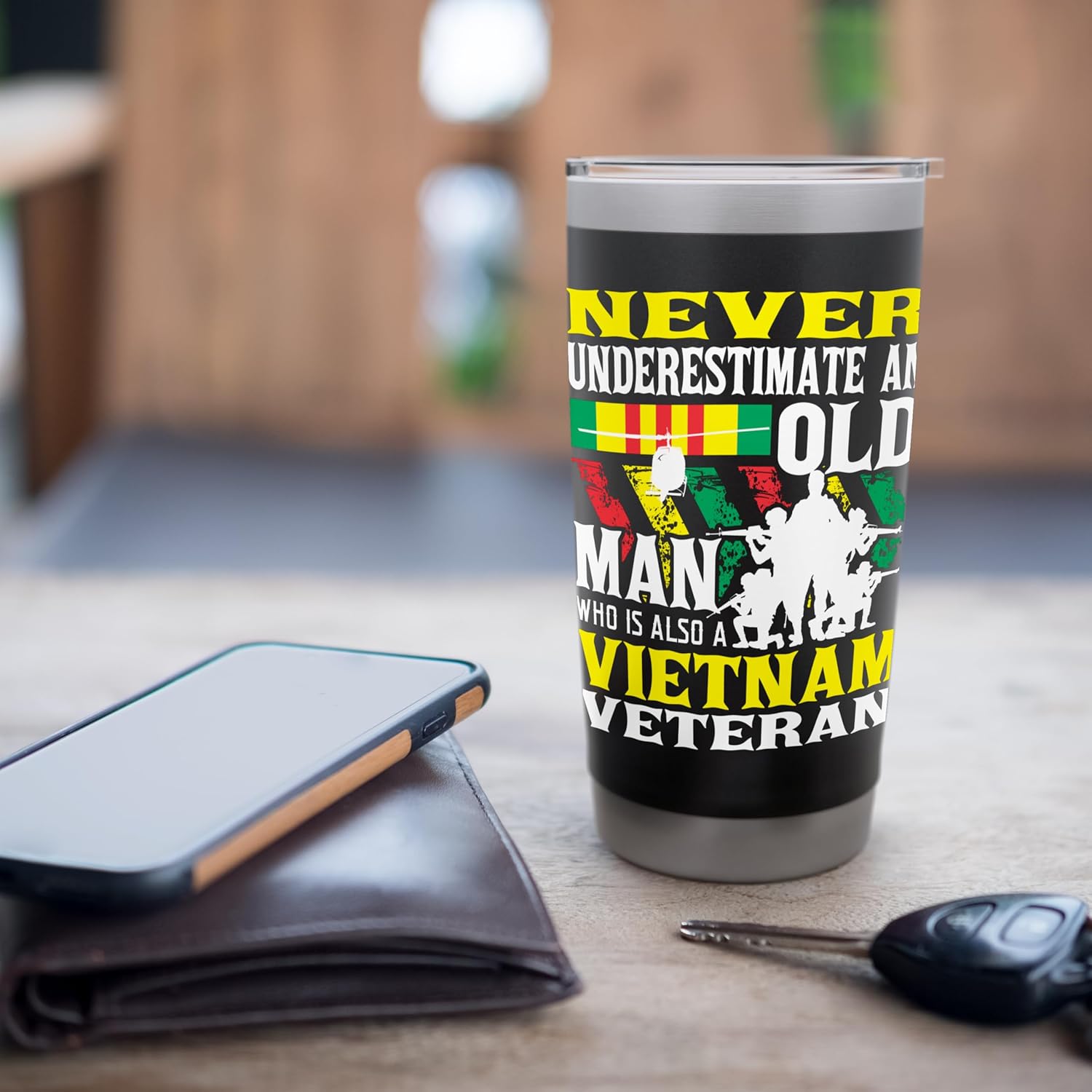 Never Underestimate An Old Man - Patriotic Vietnam Veteran Stainless Steel Insulated Tumbler - Image 7