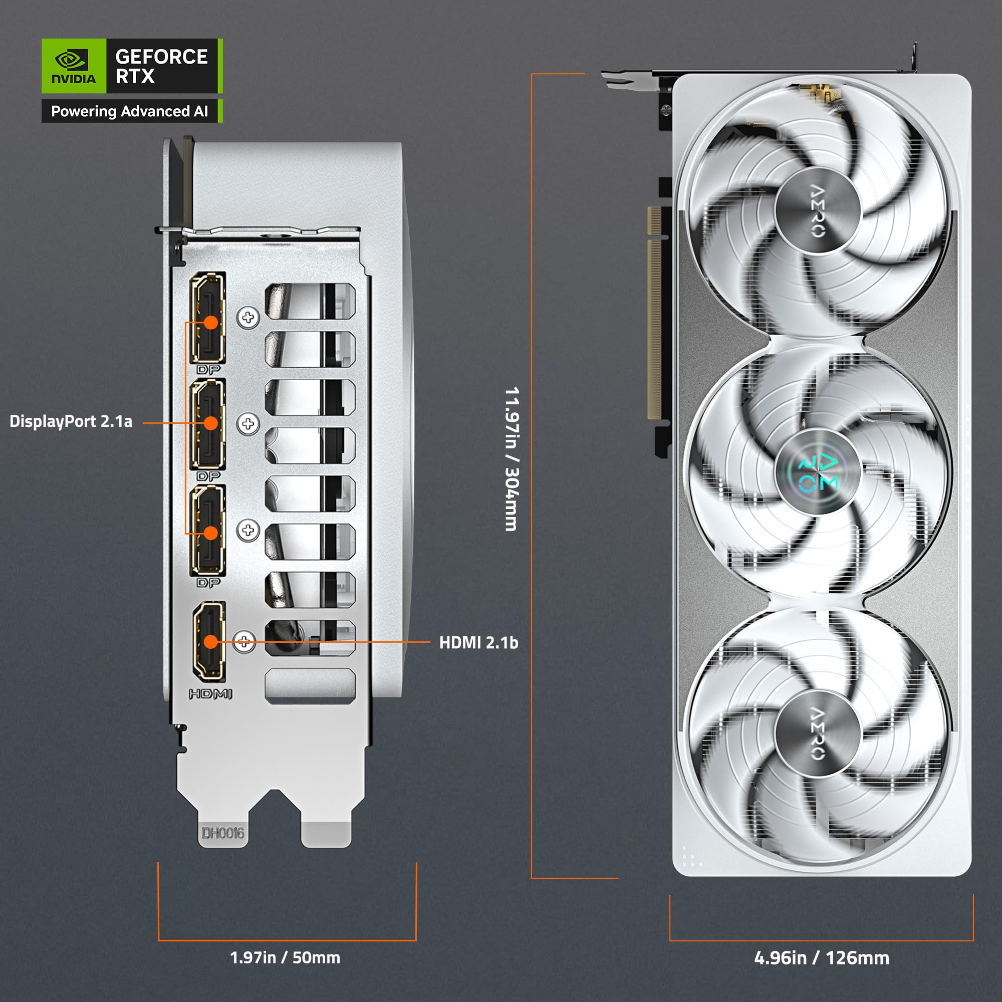 GIGABYTE Tarjeta gráfica GeForce RTX 5080 Aero OC SFF 16G, Sistema de refrigeración WINDFORCE, 16 GB 256 bits GDDR7, Tarjeta de Video GV-N5080AERO OC-16GD