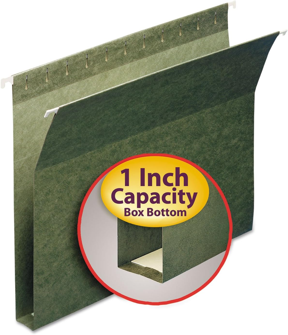 Smead 64239 1-Inch Capacity Box Bottom Hanging File Folders Letter Green 25/Box
