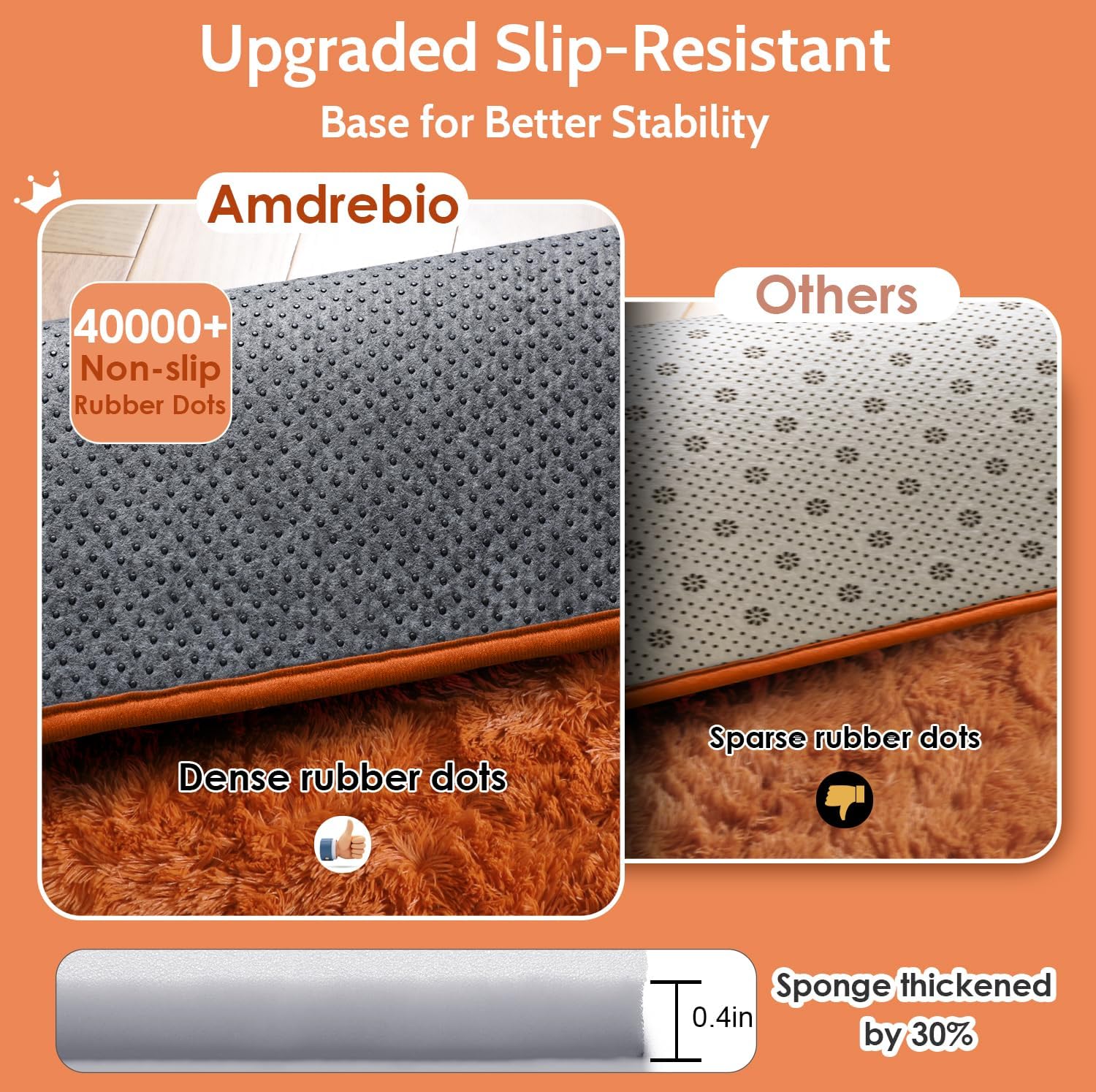 Amdrebio Burnt Orange Area Rugs 9x12 for Living Room Bedroom, Large Fluffy Fuzzy Shaggy Furry Rug for Kids Room Decor Aesthetic, Big Cute Plush Shag Dark Orange Carpet for Classroom Playroom Nursery