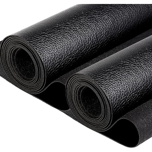 Butarfe Upholstery Vinyl 2 Yards 54" x 72" Faux Leather Fabric 1.0mm Thick Black Leather Soft PU Faux Synthetic Leather Fabric by The Yard for Sofa Bags Chairs Car Seats DIY Crafts (Lichee Pattern