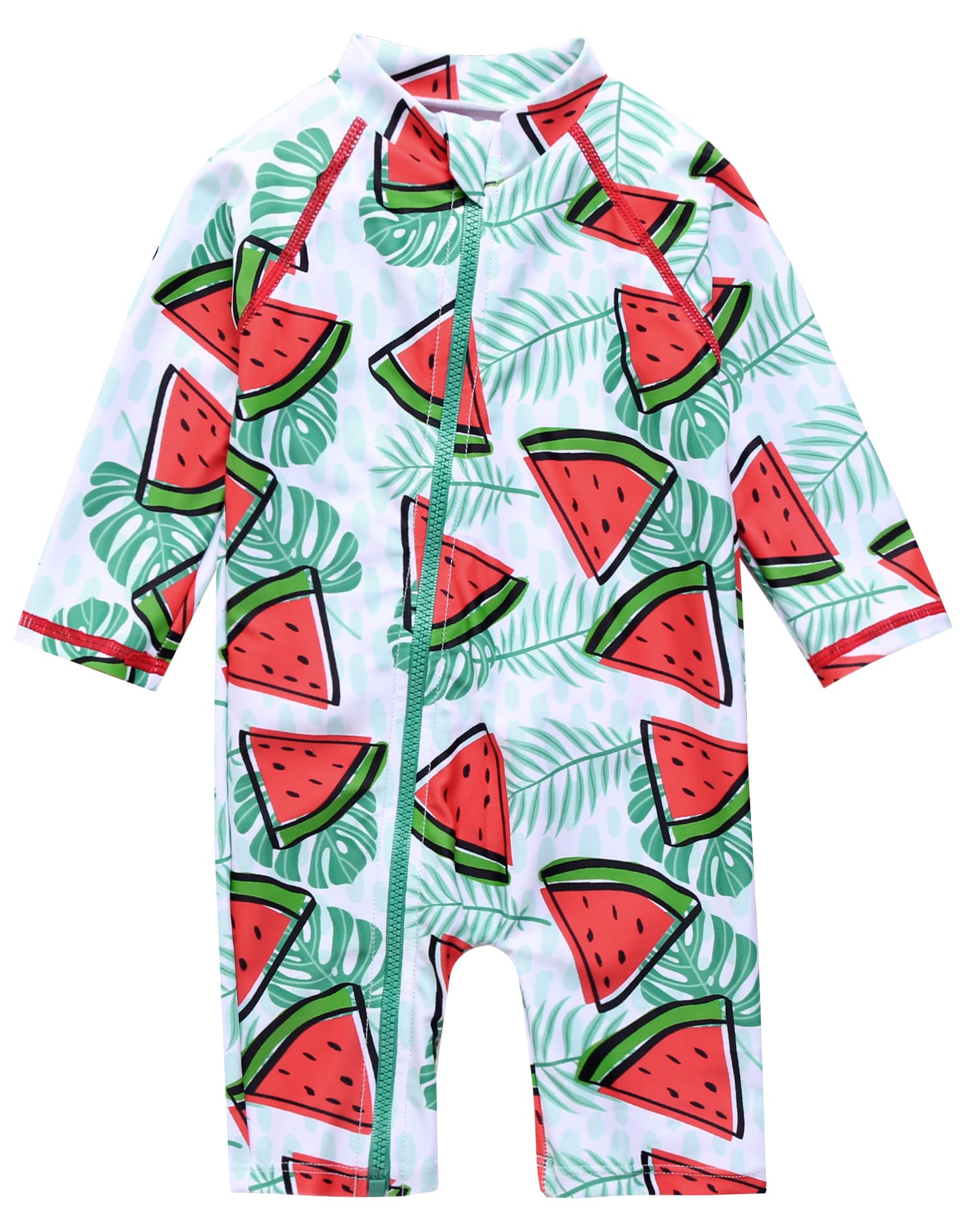 VAENAIT BABY Zip &amp; Snap Rash Guard Swimsuit, UPF 50+ One-Piece Long Sleeve Swimwear, Quick Dry Infant Beach Suit for 0~2T