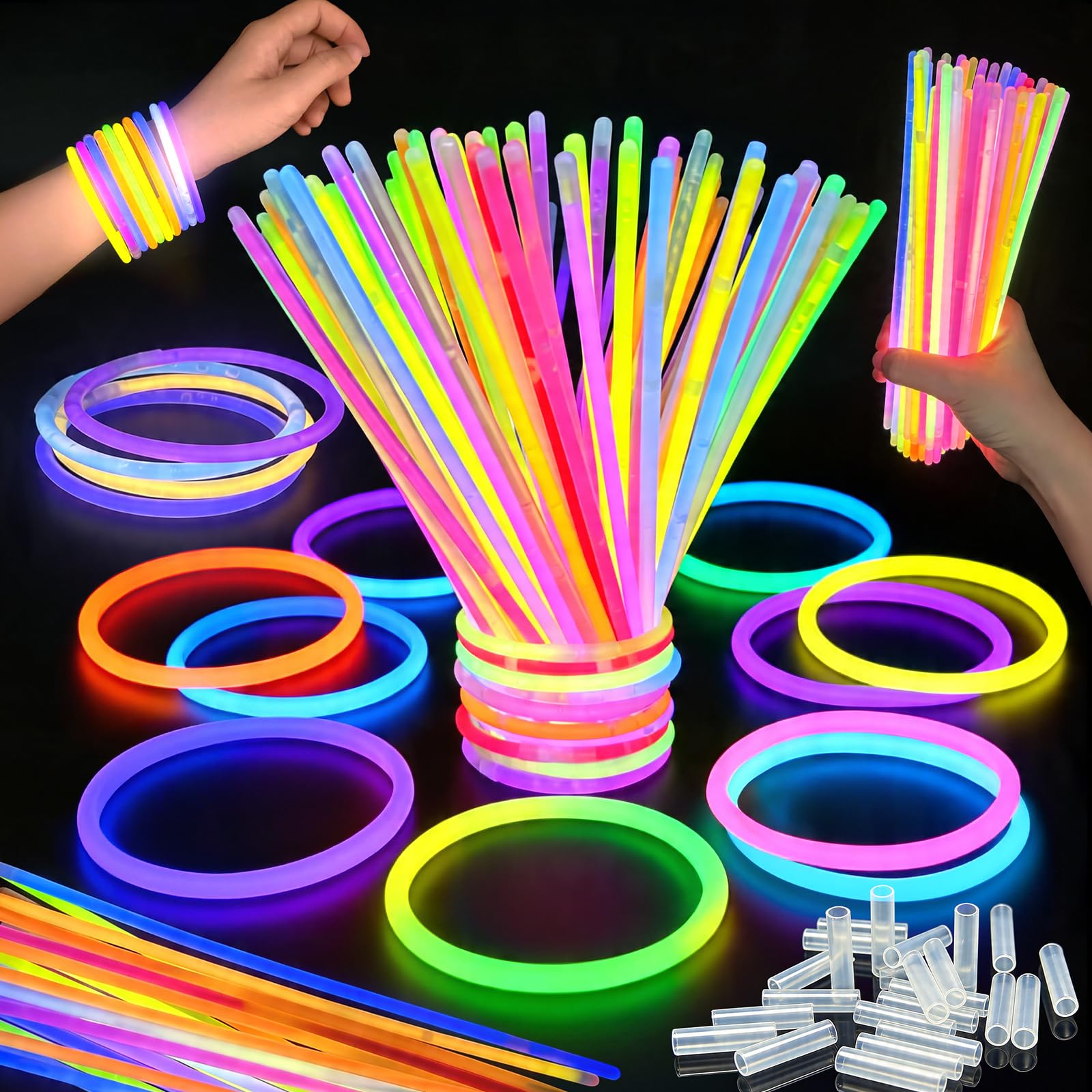 Cuackamily 50 Pcs Glow Sticks With Connectors For Bracelets And Necklaces — image 1