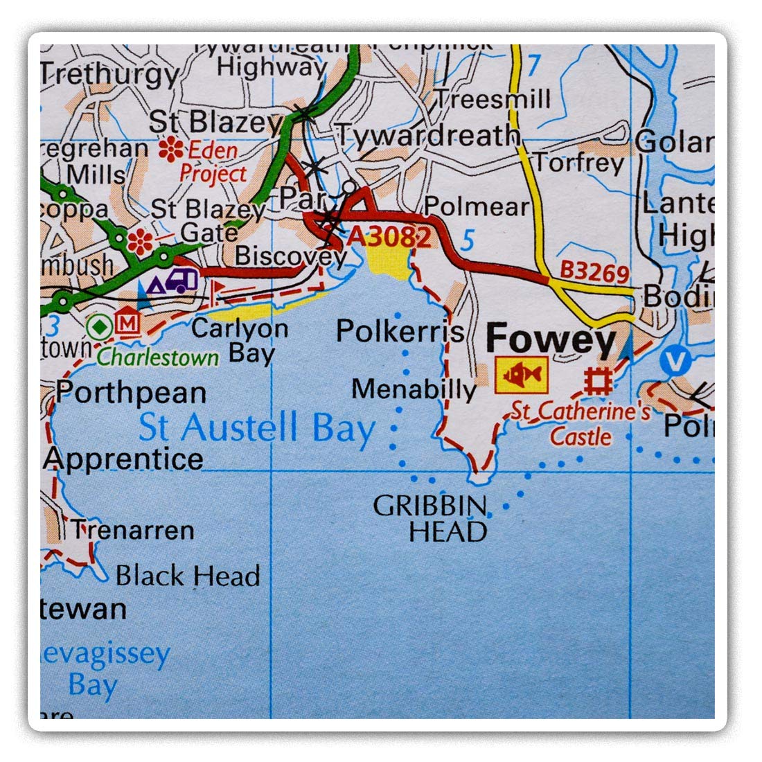 Destination Vinyl Ltd Multi 2 X 10Cm Square Vinyl Stickers - Fowey England Town Travel Uk Gb Decals 45063