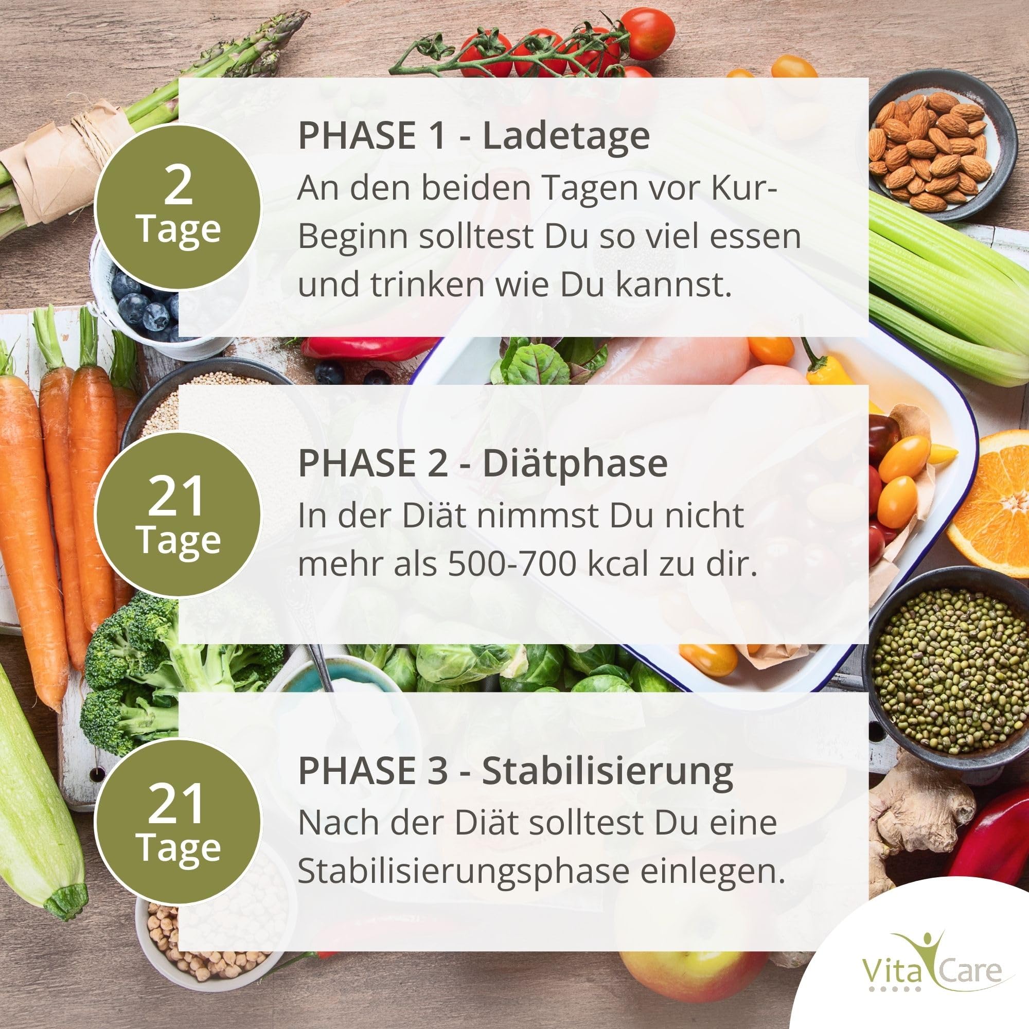 VitaCare 21-Tage Stoffwechsel-Kur Paket, 6-teiliges Komplettset, enthält MSM, Multivitamin Complex, Omega 3 plus, OPC Traubenkern & Globuli