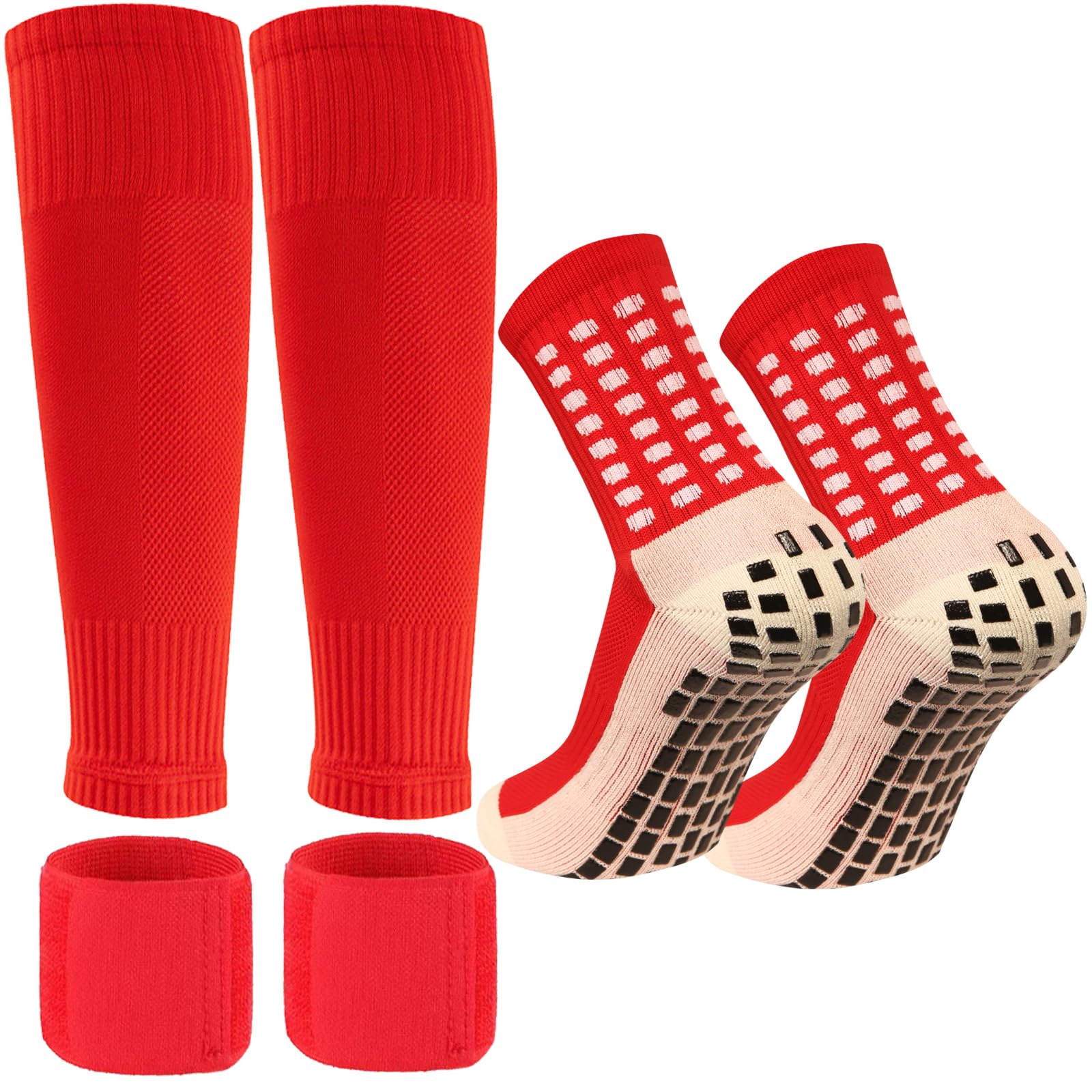 Men's Soccer Non Skid Ball Socks Anti Slip Grip Non Slip Socks, Shin Guard Sleeves, With Or Without Guard Straps for Football