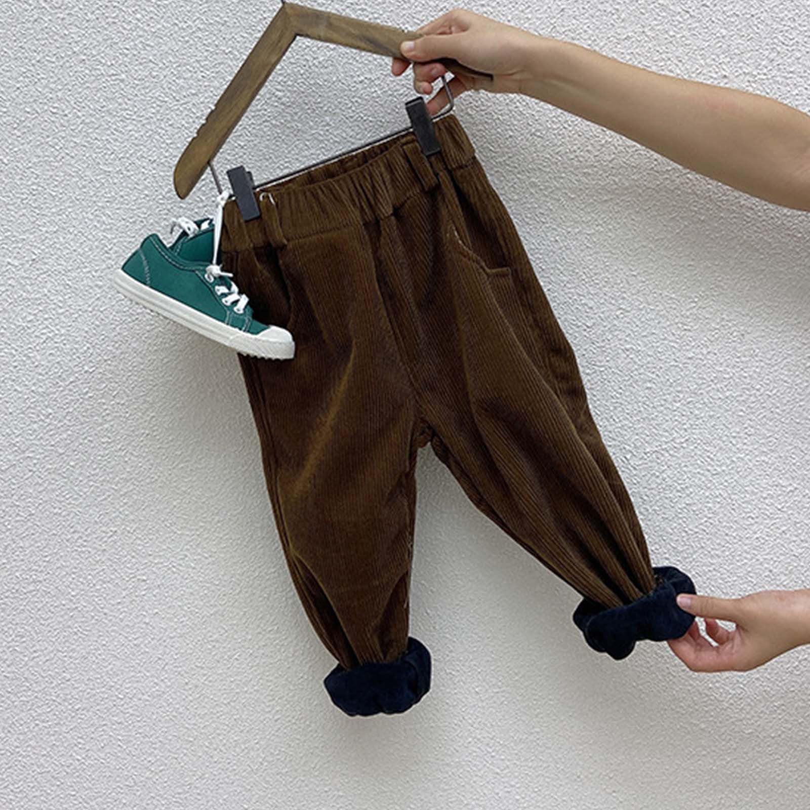 Generisch Pantalones de pana para niño – Pantalones cálidos con forro polar para invierno – Ajuste estrecho – Pantalones de chándal informales para niños – Suave y cómodo – Duradero – Para clima frío